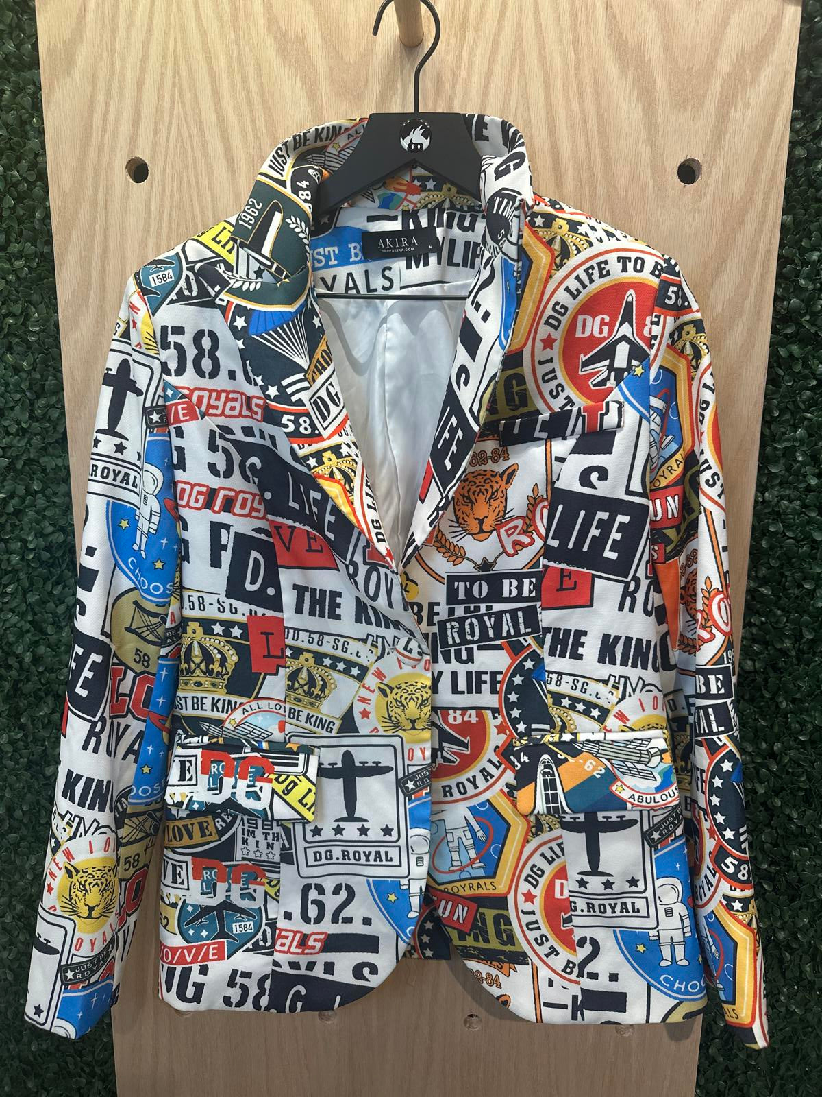 Akira Woman's Multicolor Graphic Print Blazer