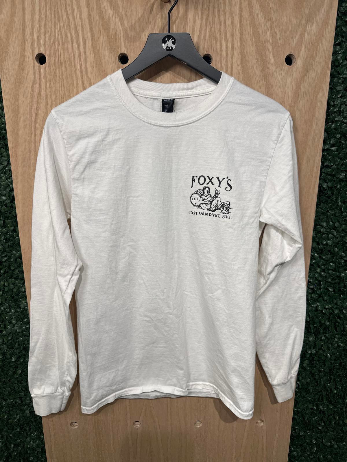 Hanes White Long Sleeve Foxy's Jost Van Dyke Graphic Shirt