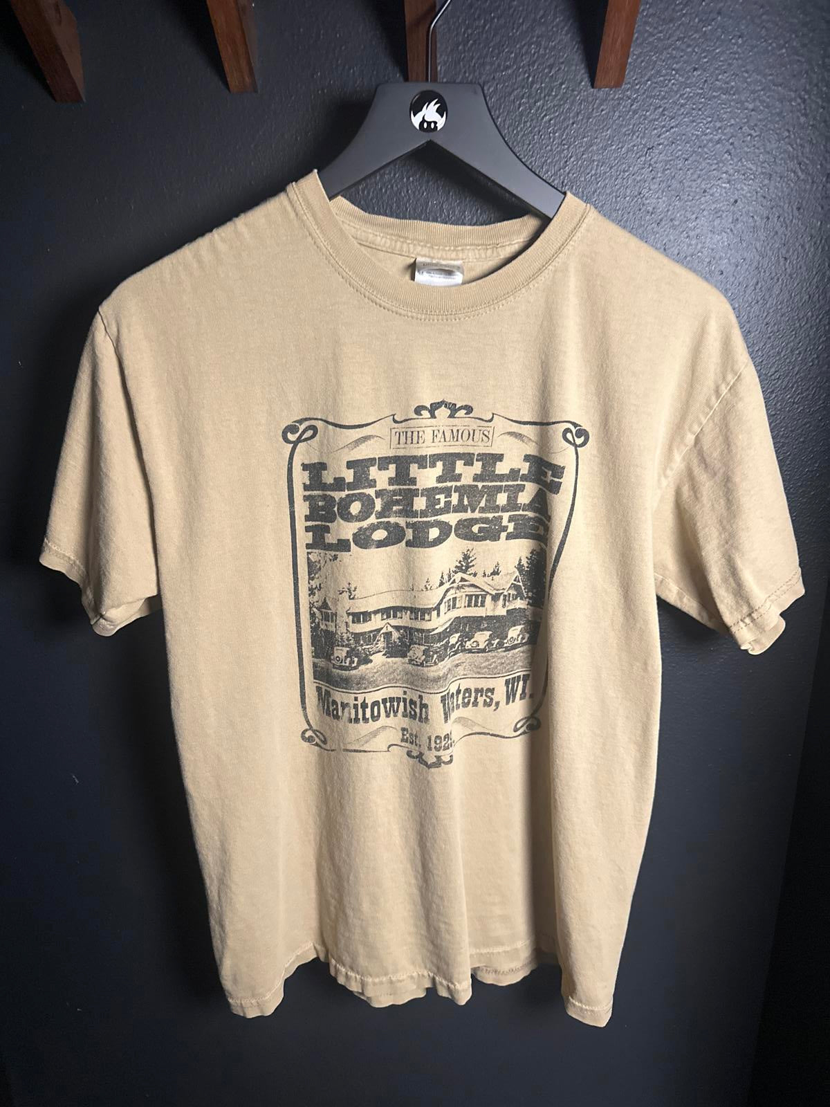Gildan Ultra Cotton Beige Graphic T-Shirt Little Bohemia Lodge