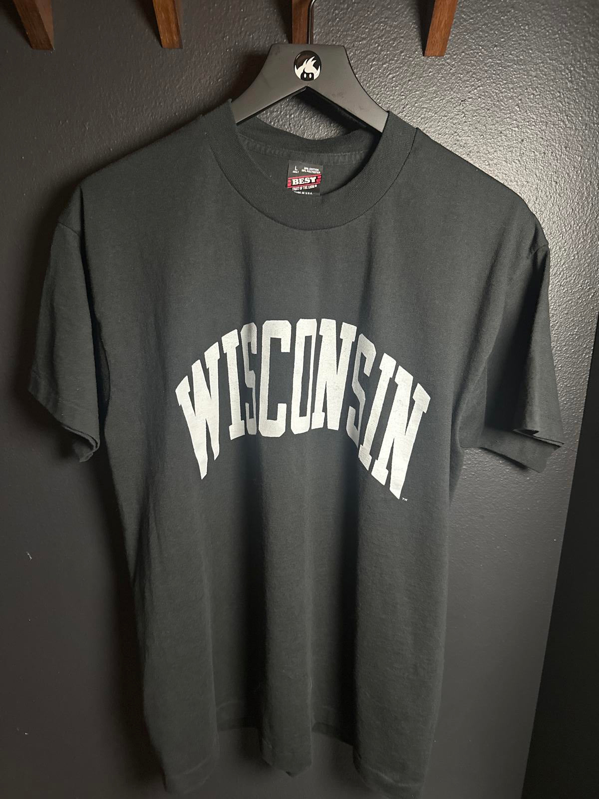 Vintage Best Wisconsin Black Graphic T-Shirt Size - L