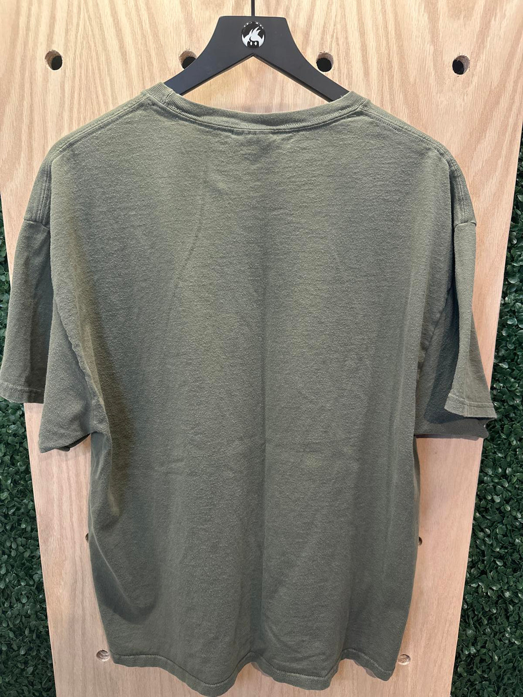 Hanes Heavyweight USA Graphic T-Shirt Olive Green Mens Large