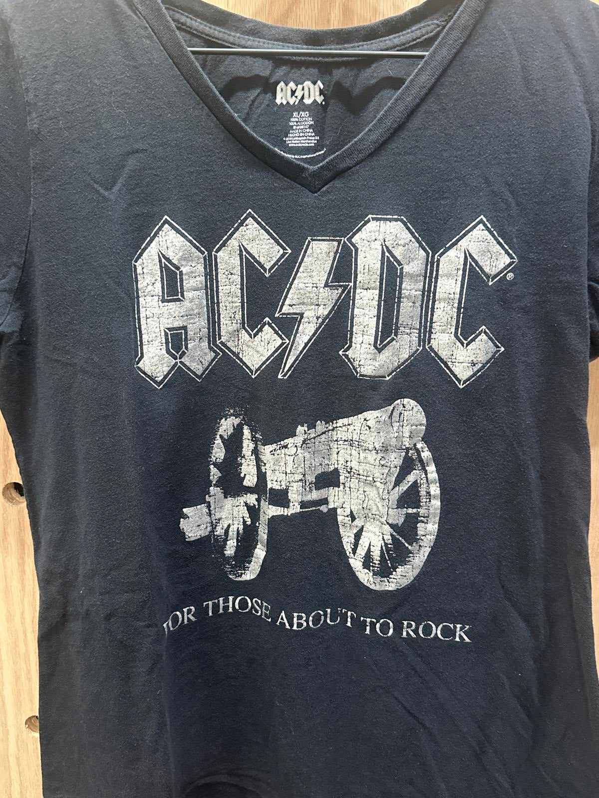 AC/DC Women's Black V-Neck T-Shirt - For Those About to Rock