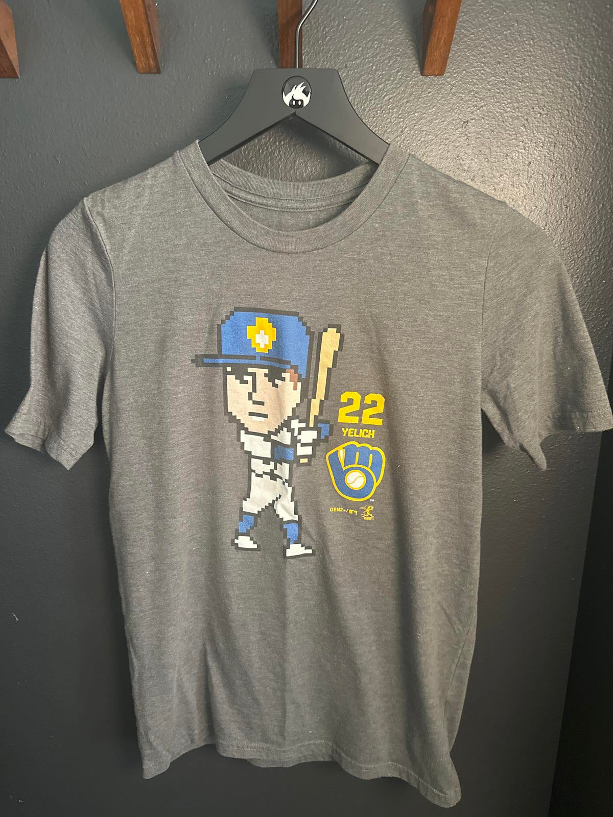 Youth Pixel Art Baseball Graphic T-Shirt - Christian Yelich #22