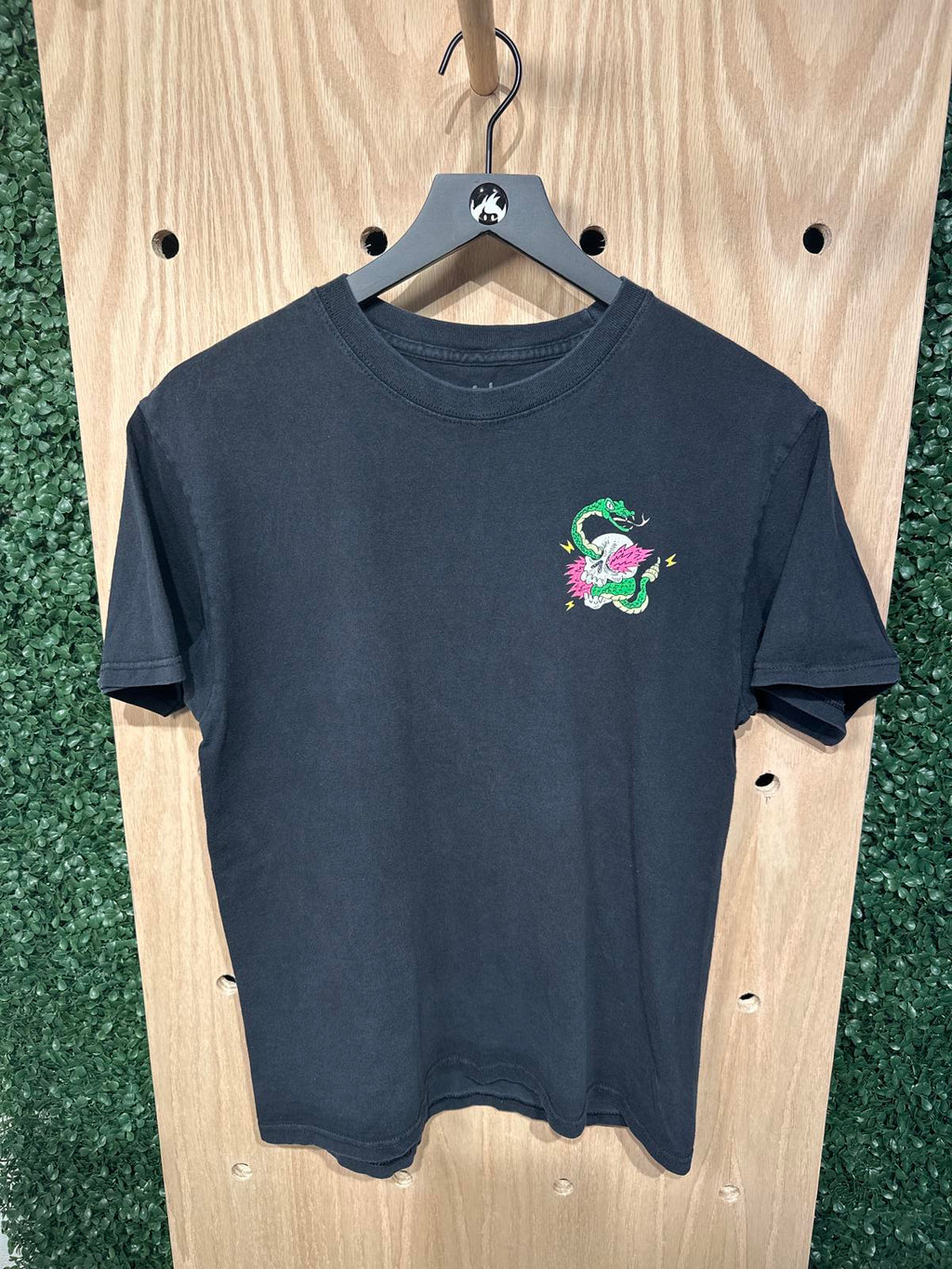 a.lab Black T-Shirt with Dragon and Skull Graphic
