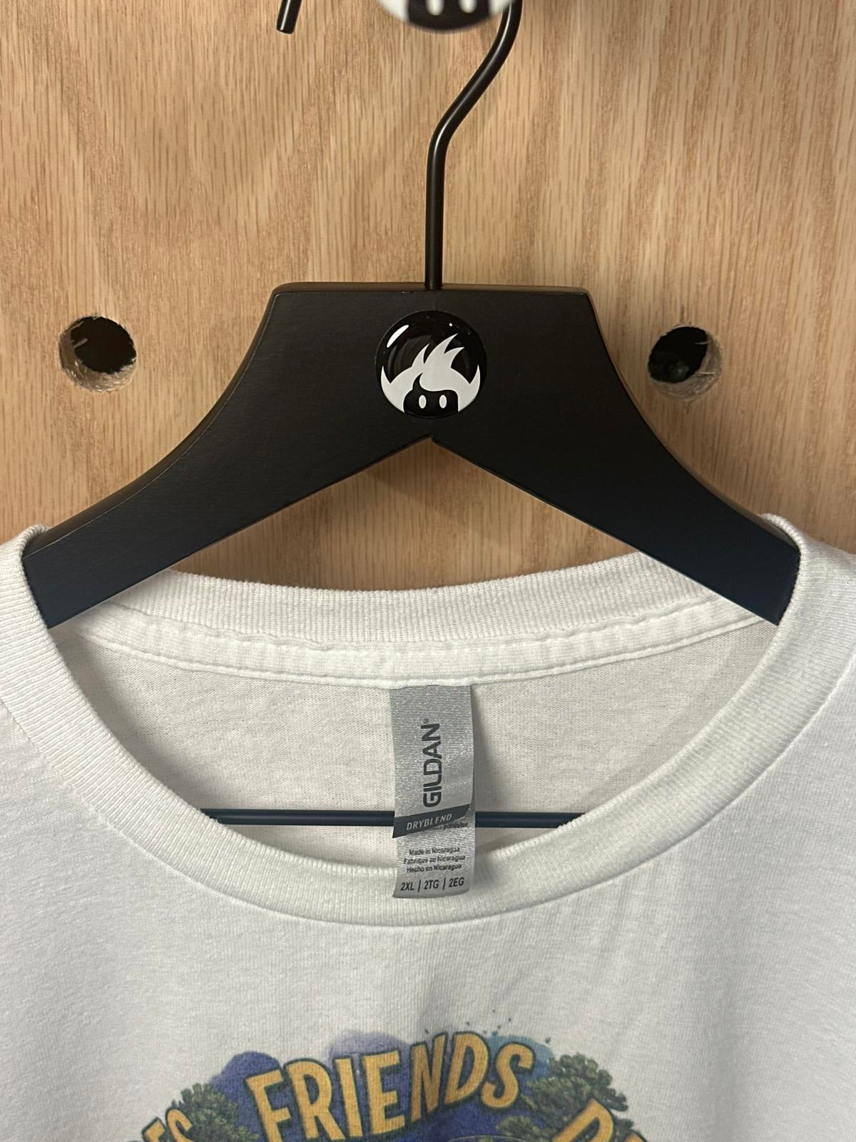 Gildan White Graphic Camping Crew T-Shirt, Size 2XL