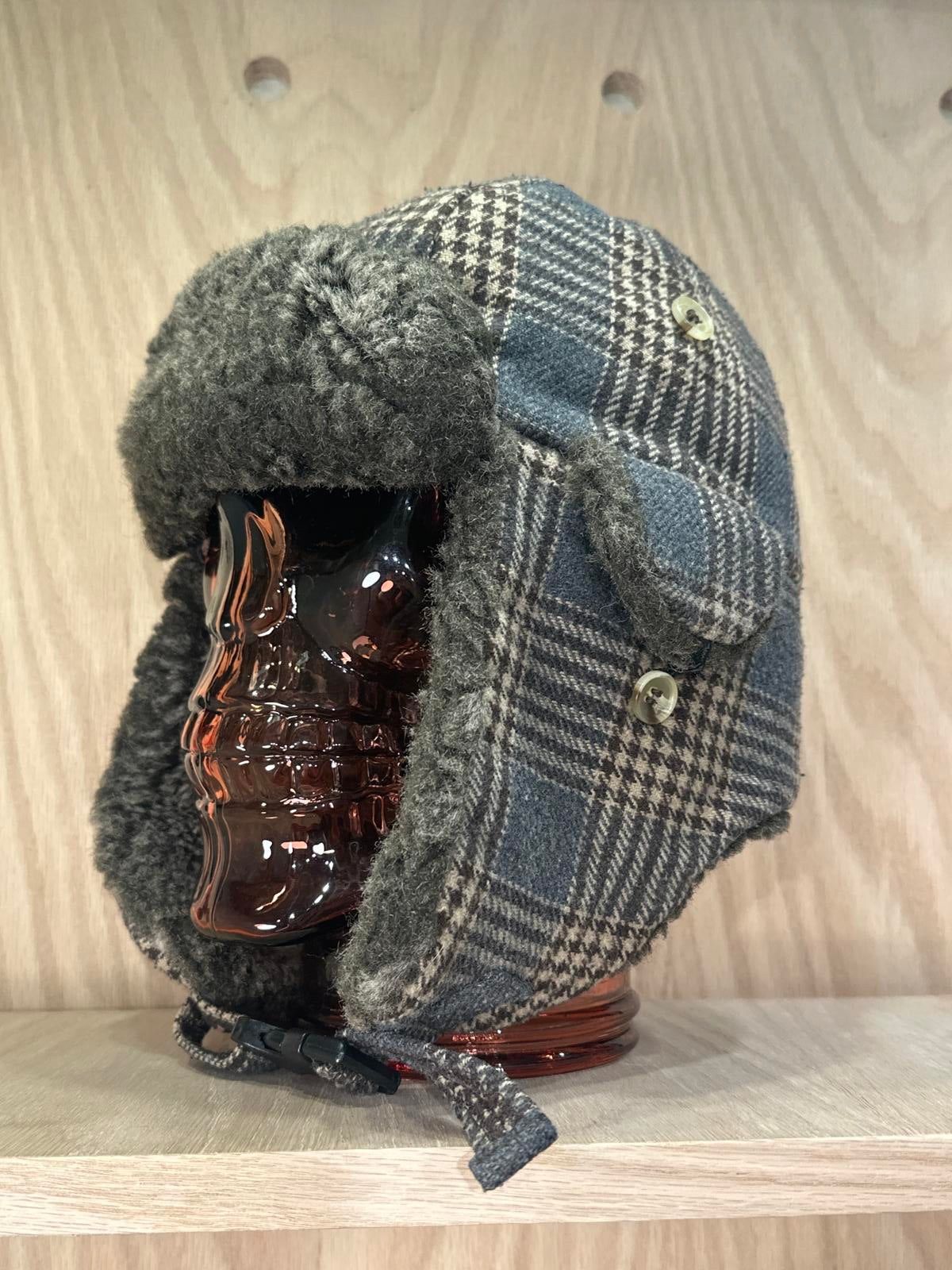 Faded Glory Plaid Winter Trapper Hat with Faux Fur Lining