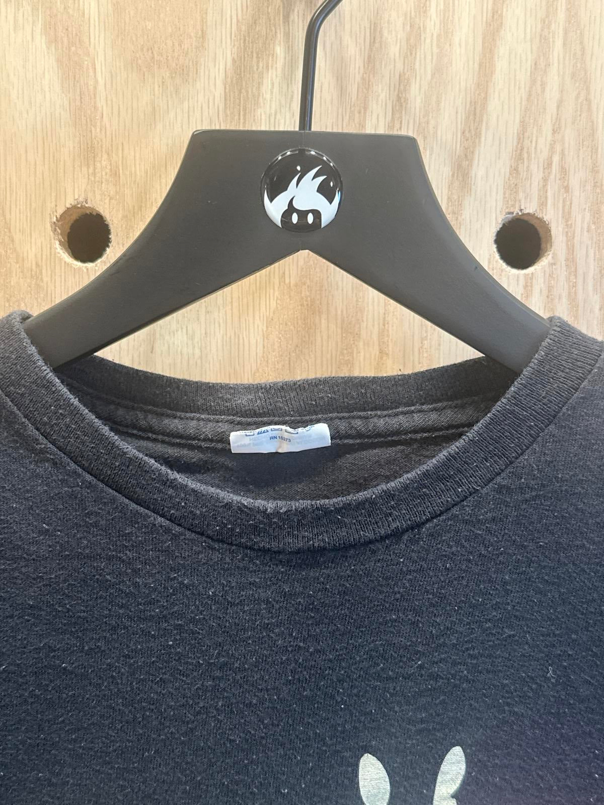 Black Graphic T-Shirt with Jesus and Santa Design