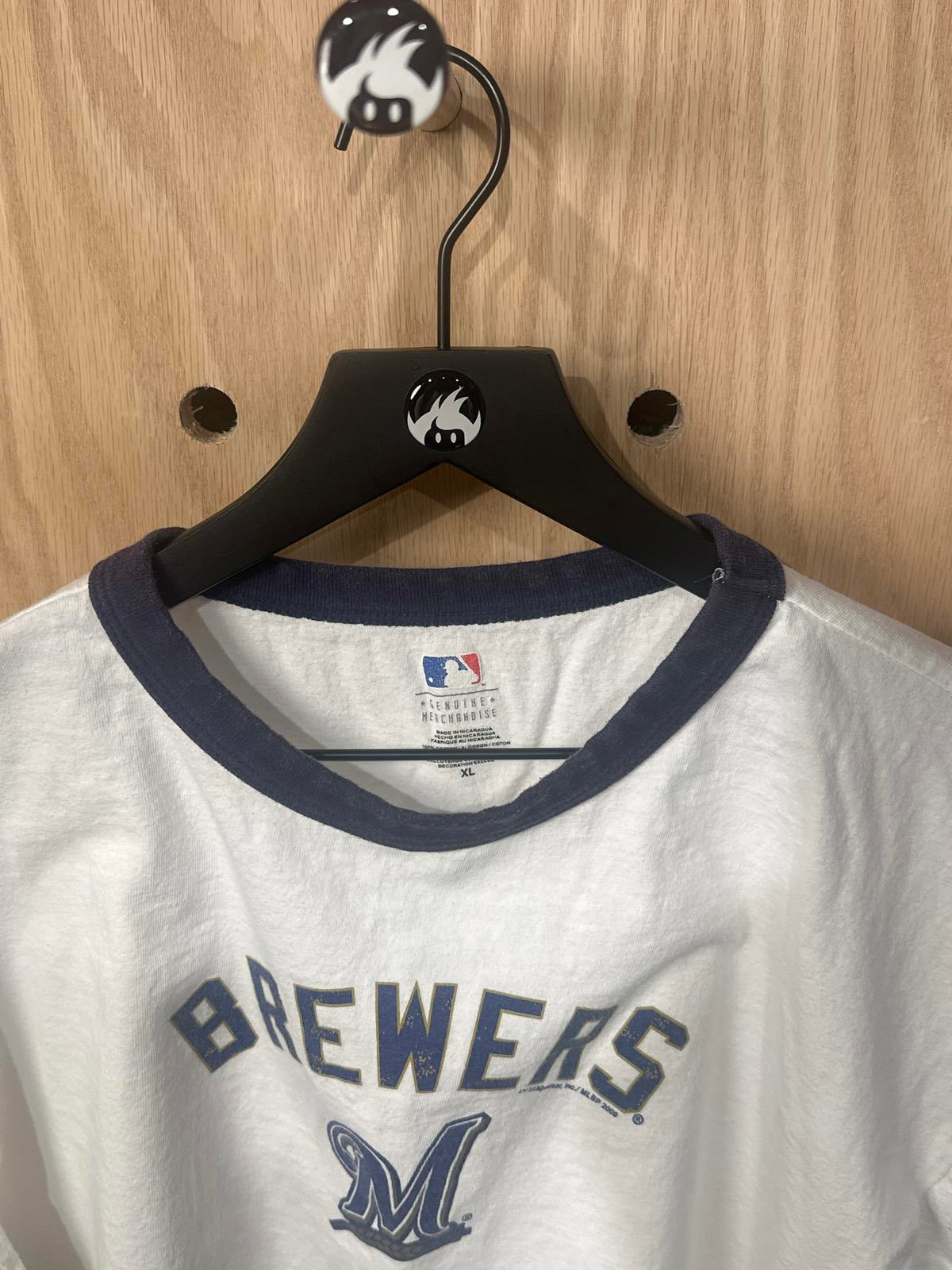 Milwaukee Brewers MLB Ringer T-Shirt White Navy Blue XL