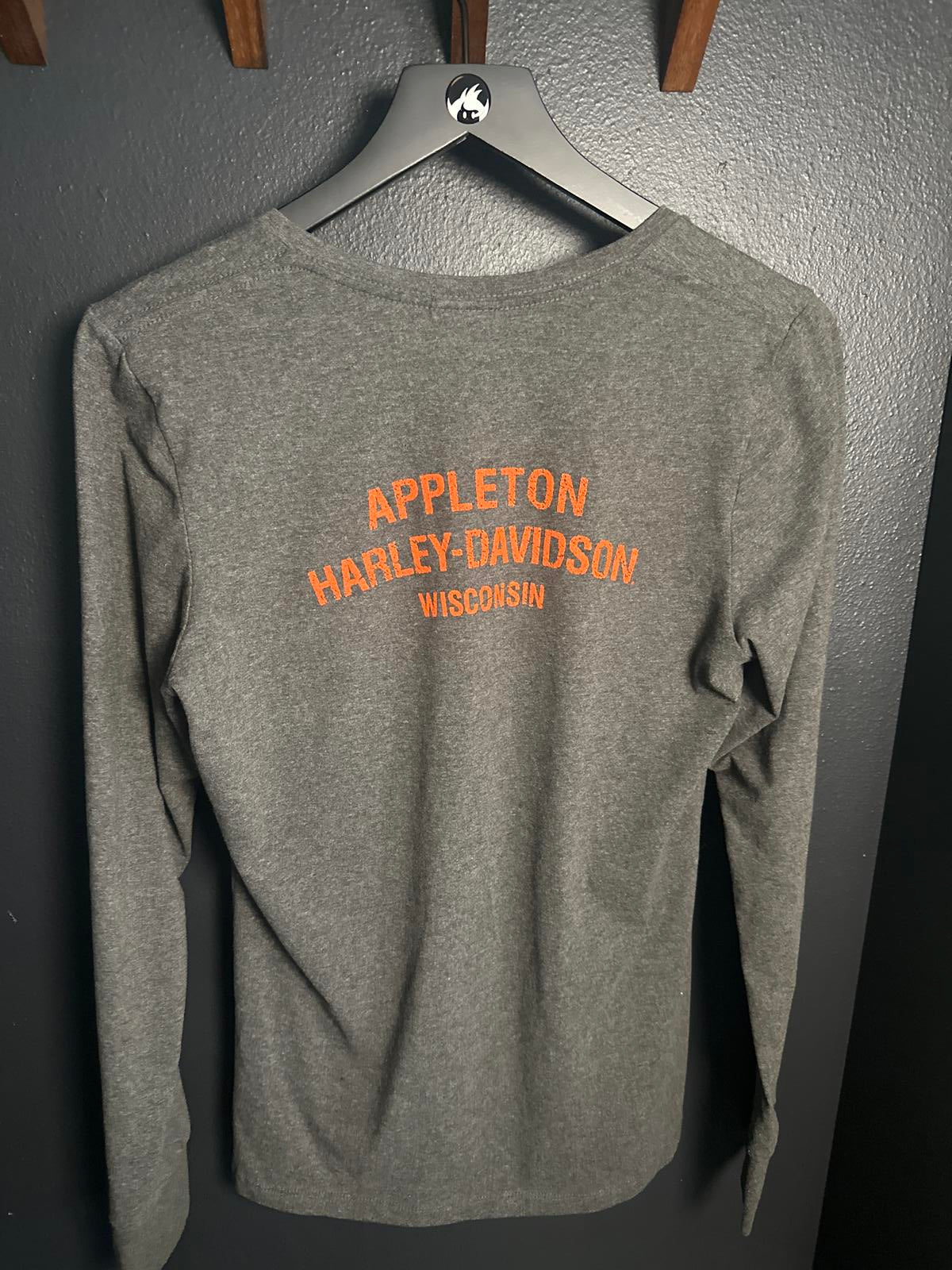 Harley-Davidson Women's Long Sleeve V-Neck Top with Wing Graphic