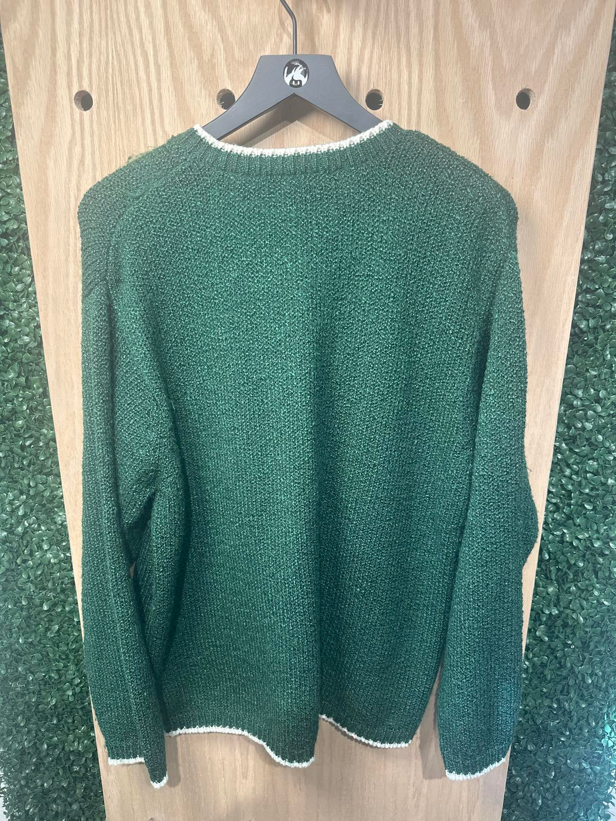 Vintage Green Packers Knit Button-Up Sweater