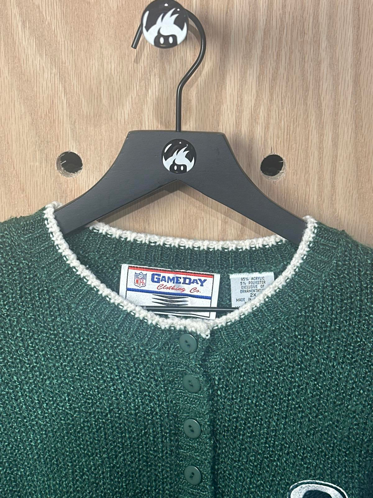 Vintage Green Packers Knit Button-Up Sweater