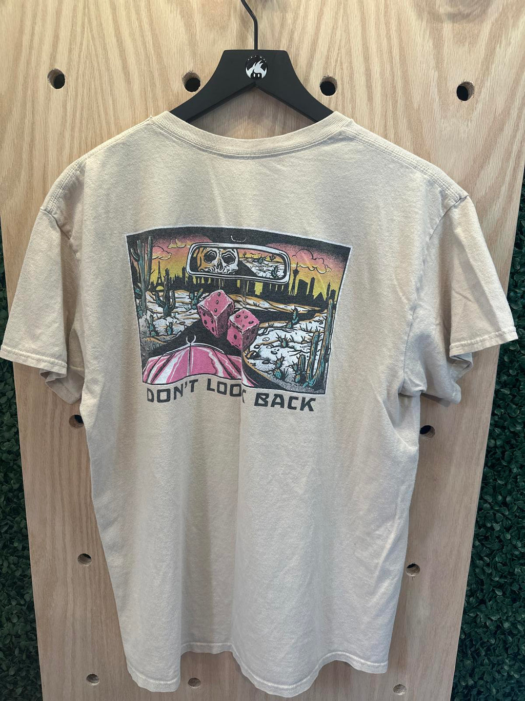 RF Brand Beige Men's Graphic "Dont Look Back" T-Shirt with Dice Design