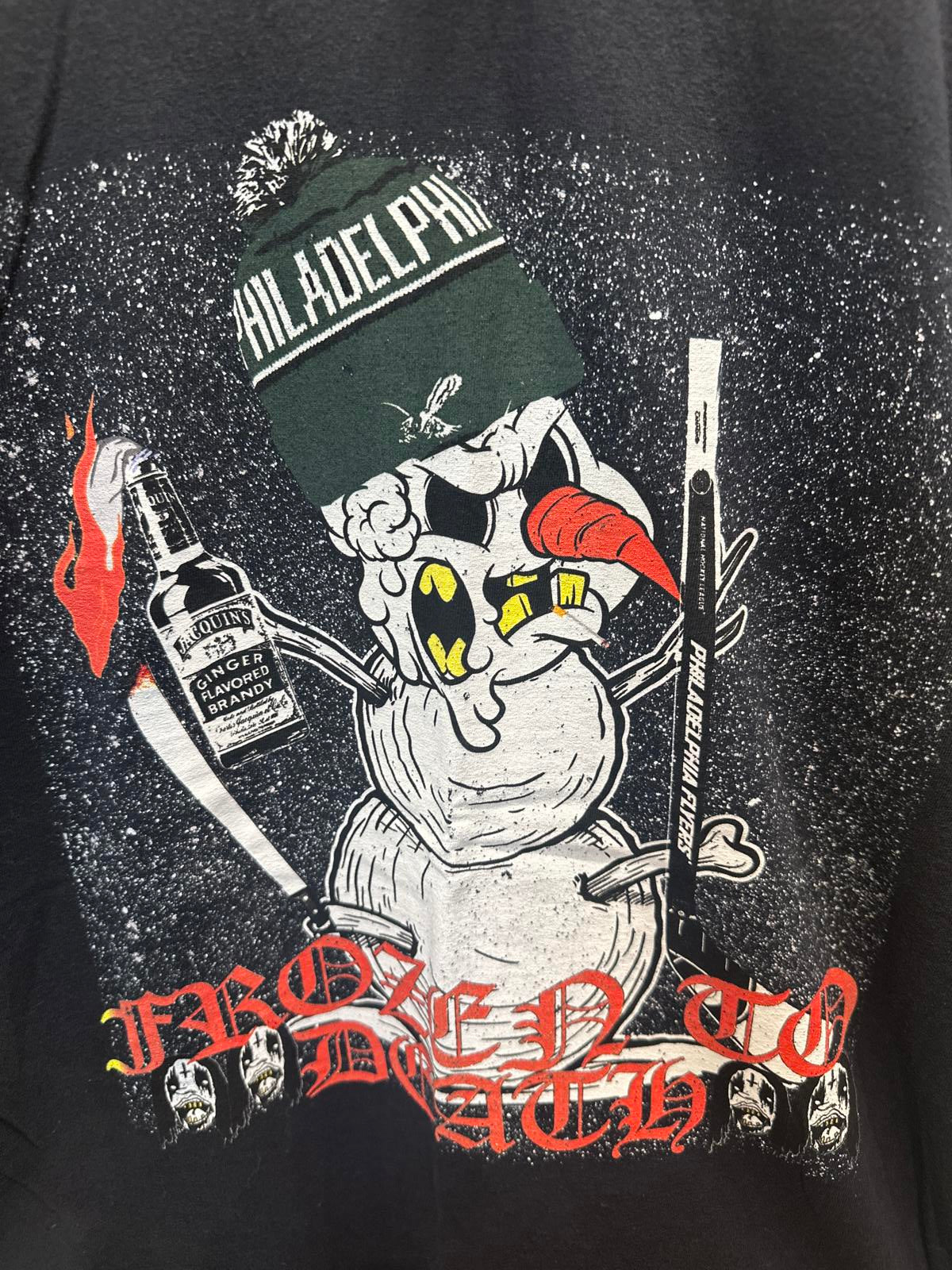 Gildan Black Graphic T-Shirt with  Snowman Design "Frozen To Death"