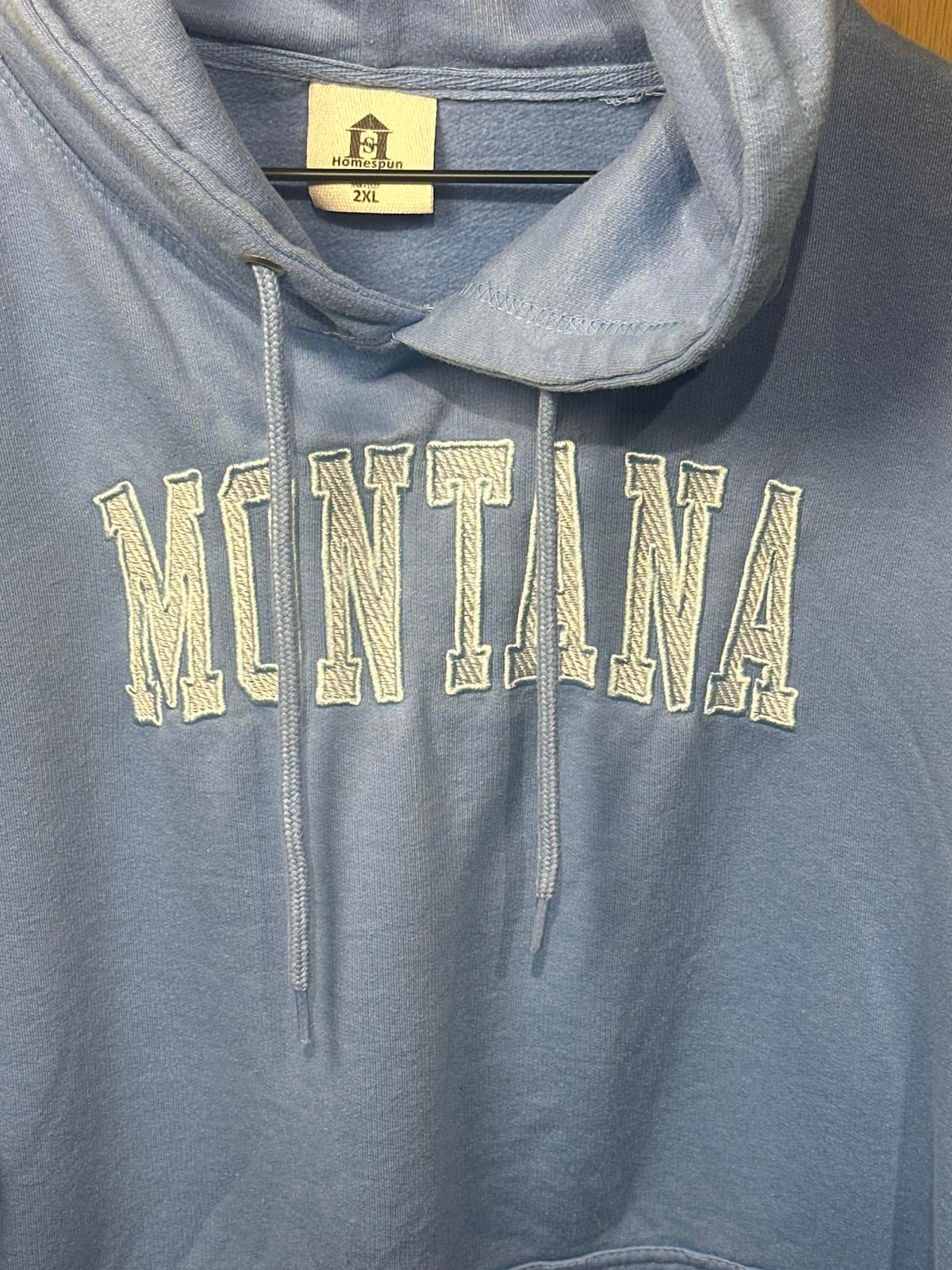 Homespun Montana Light Blue Hoodie Size 2XL