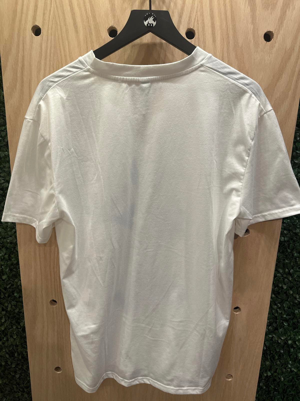 Peachbruh White V-Neck T-Shirt with Black Graphic