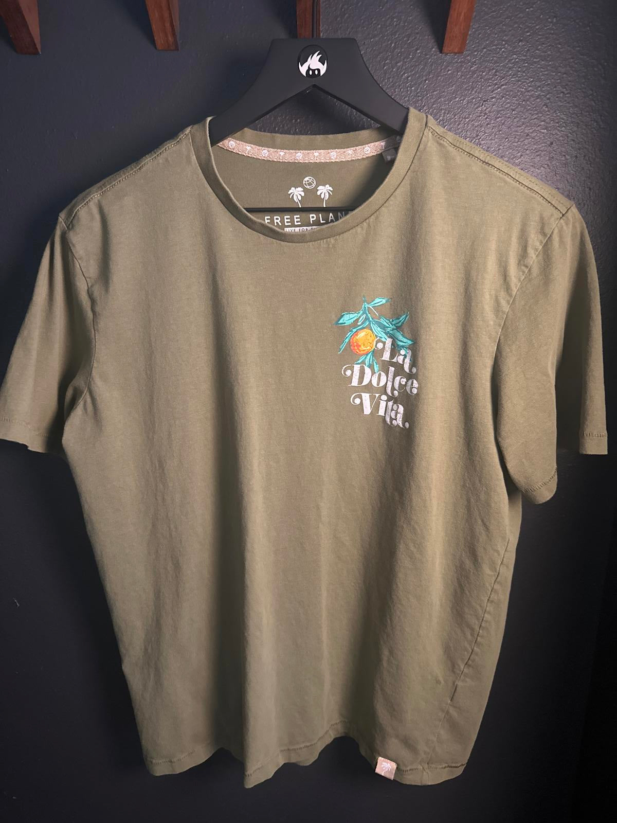 Free Planet Olive Green 'La Dolce Vita' Graphic T-Shirt