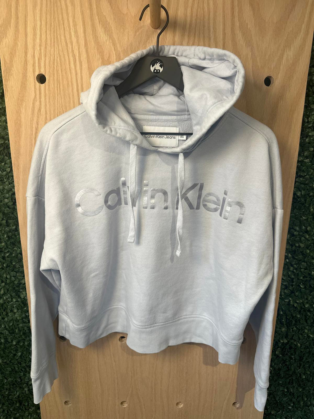 Calvin Klein Jeans Light Blue Crop Top Hoodie