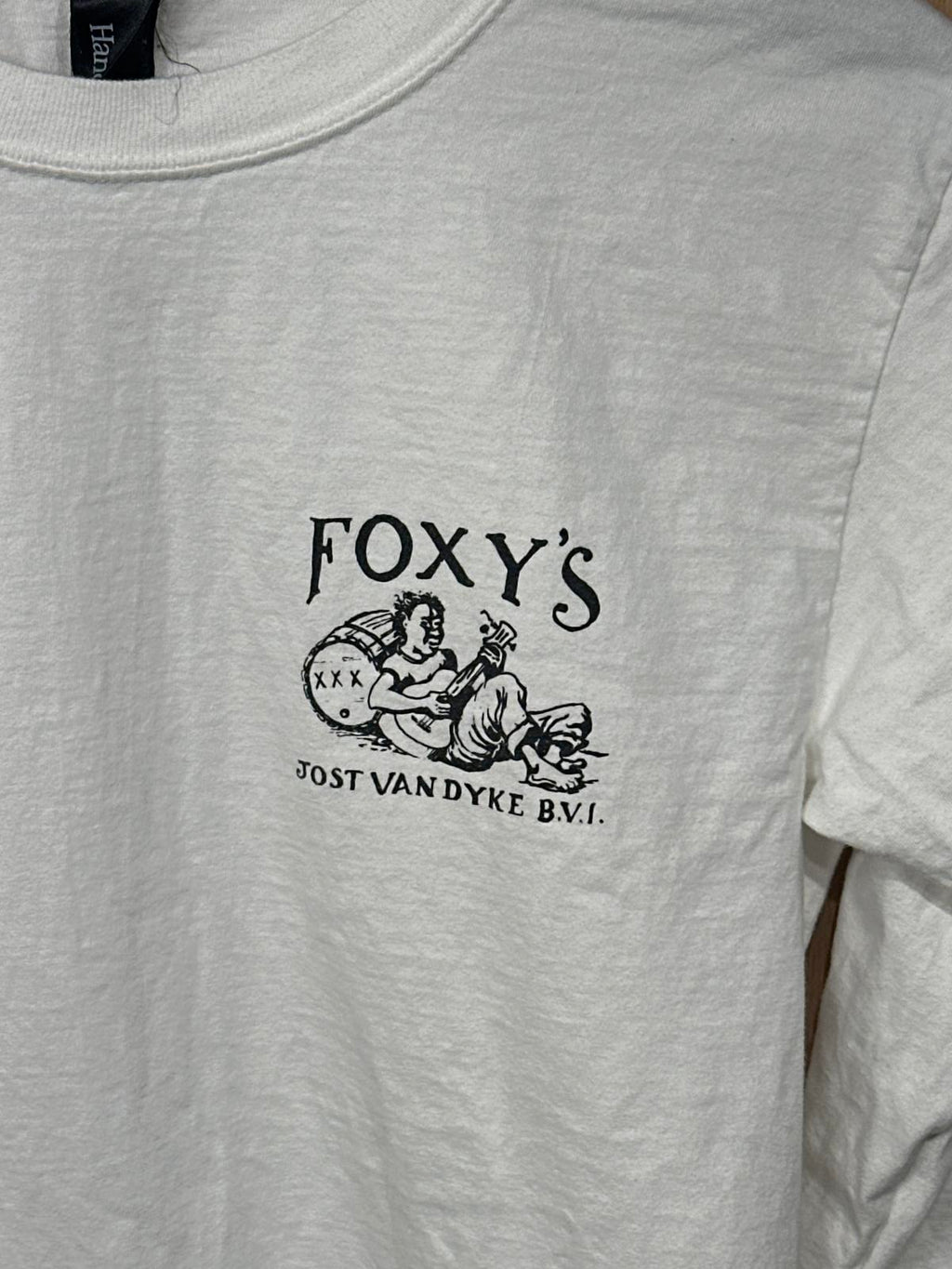 Hanes White Long Sleeve Foxy's Jost Van Dyke Graphic Shirt