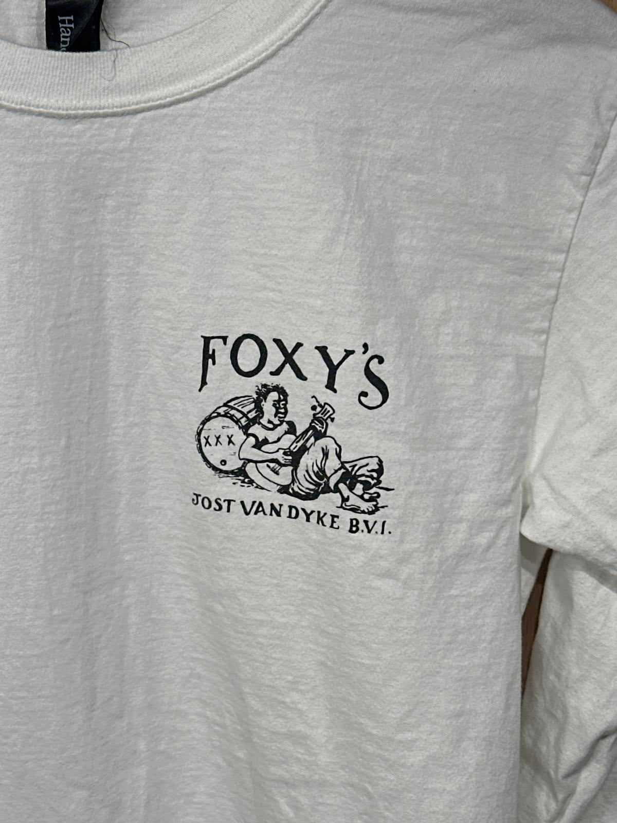 Hanes White Long Sleeve Foxy's Jost Van Dyke Graphic Shirt
