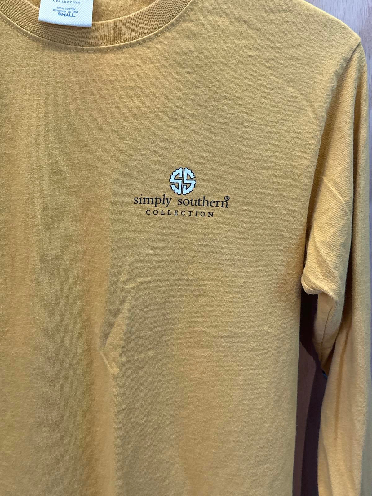 Simply Southern Collection Long Sleeve T-Shirt, Small, Mustard Yellow