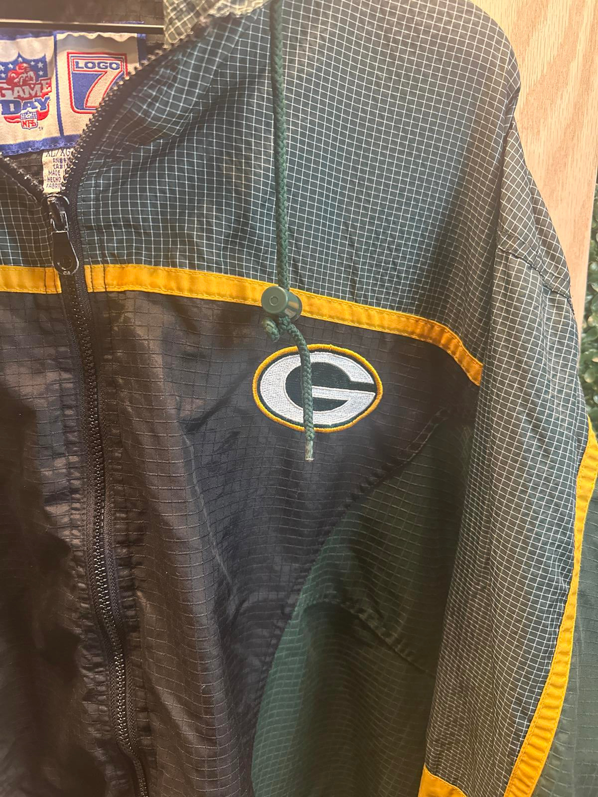 Vintage Green Bay Packers Logo 7 Jacket Mens Full Zip Windbreaker 90's