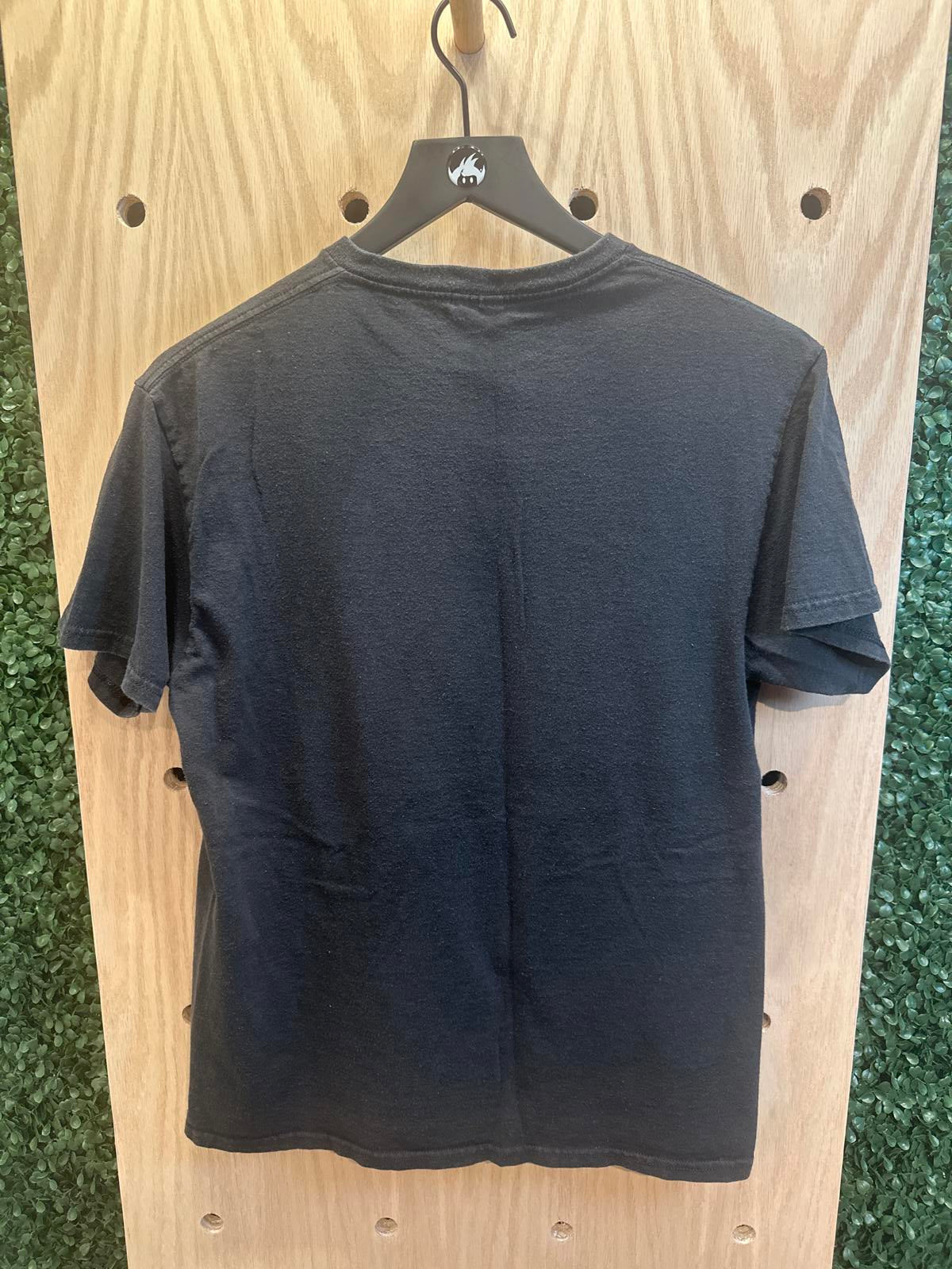 Black Graphic T-Shirt with Jesus and Santa Design