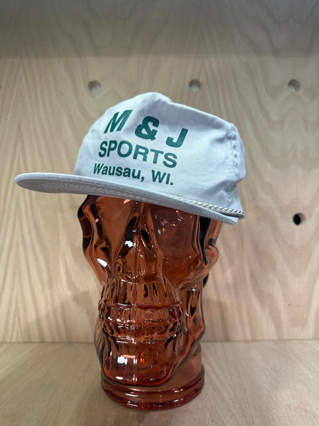 M & J Sports White Baseball Cap Wausau, WI