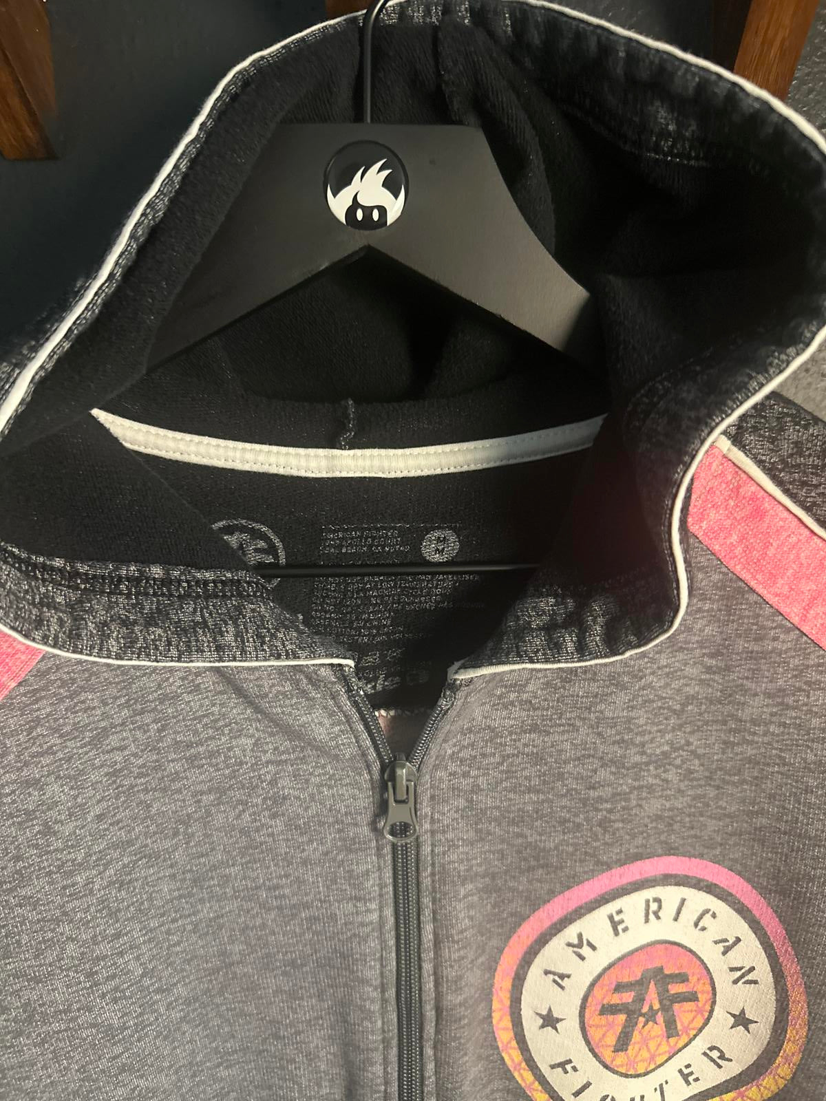 American Fighter Woman's Grey and Black Full Zip Light Weight Hoodie