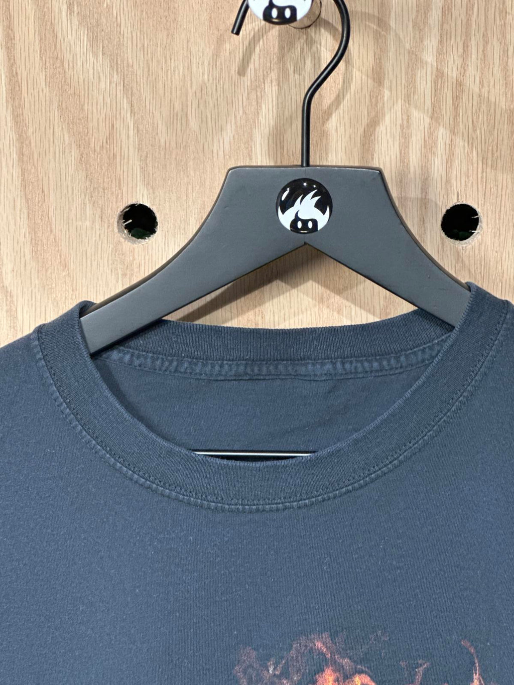 Men's Black Graphic Short Sleeve T-Shirt with Flaming Skull Design