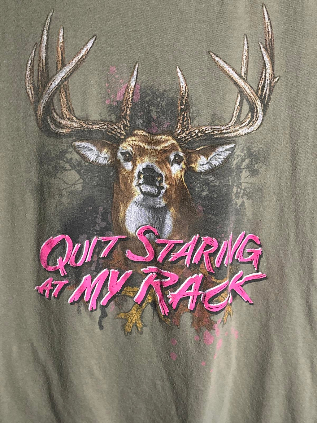 Next Level Apparel Graphic T-Shirt with Deer and 'Quit Staring at My Rack'