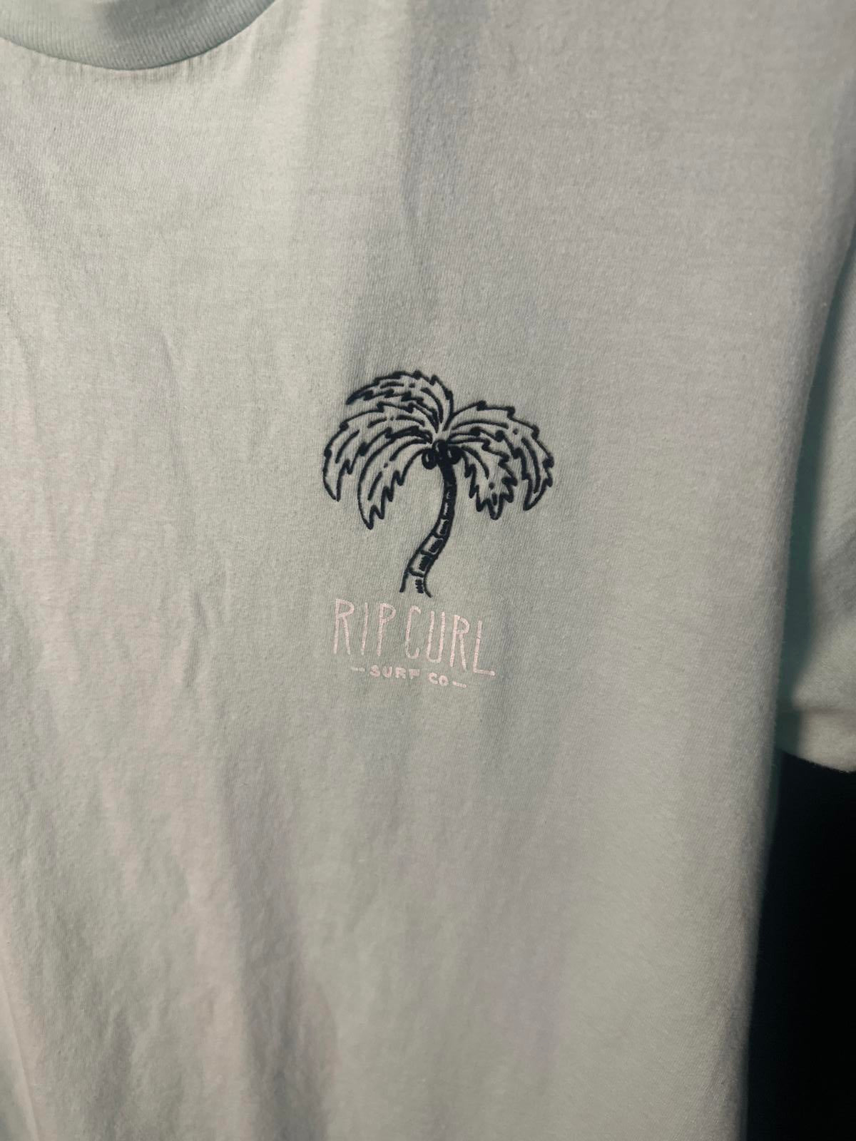 Rip Curl Graphic Tee - Mint Green with Palm Tree Design