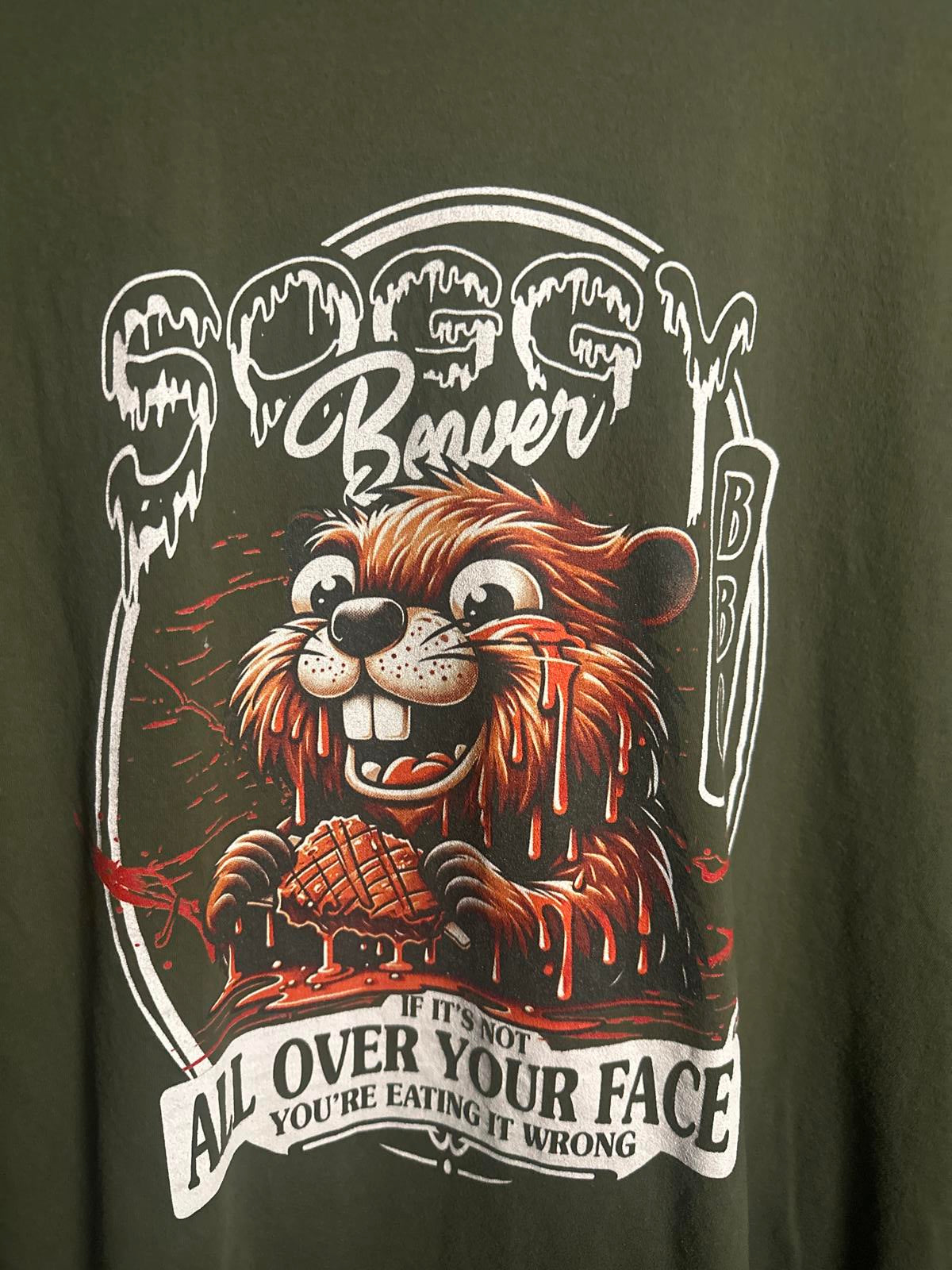 Green Graphic Beaver BBQ T-Shirt