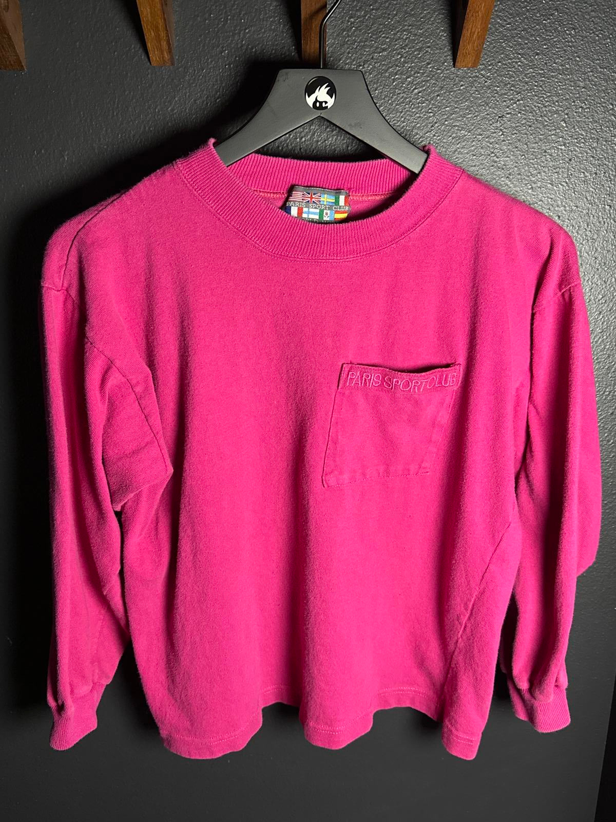 Paris Sport Club Women's Long Sleeve Crop Top in Pink