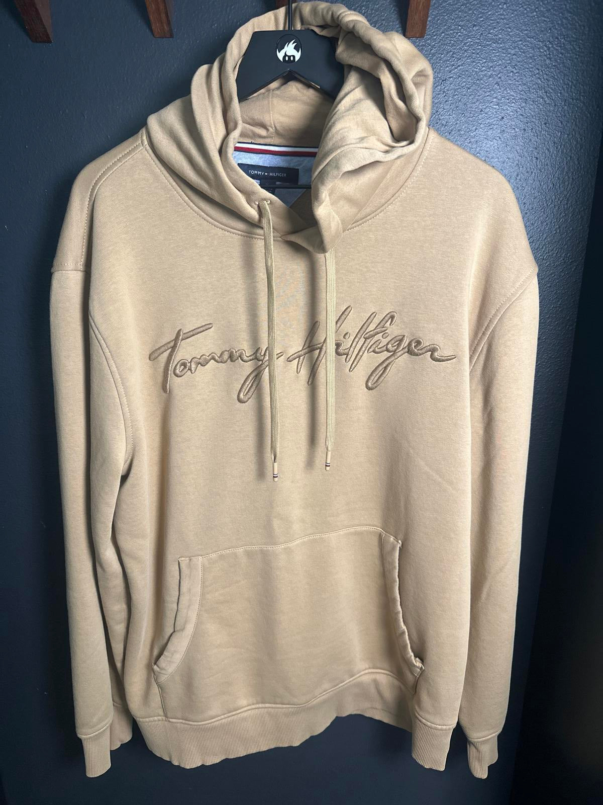 Tommy Hilfiger Men’s Casual Hoodie - Beige Signature Logo