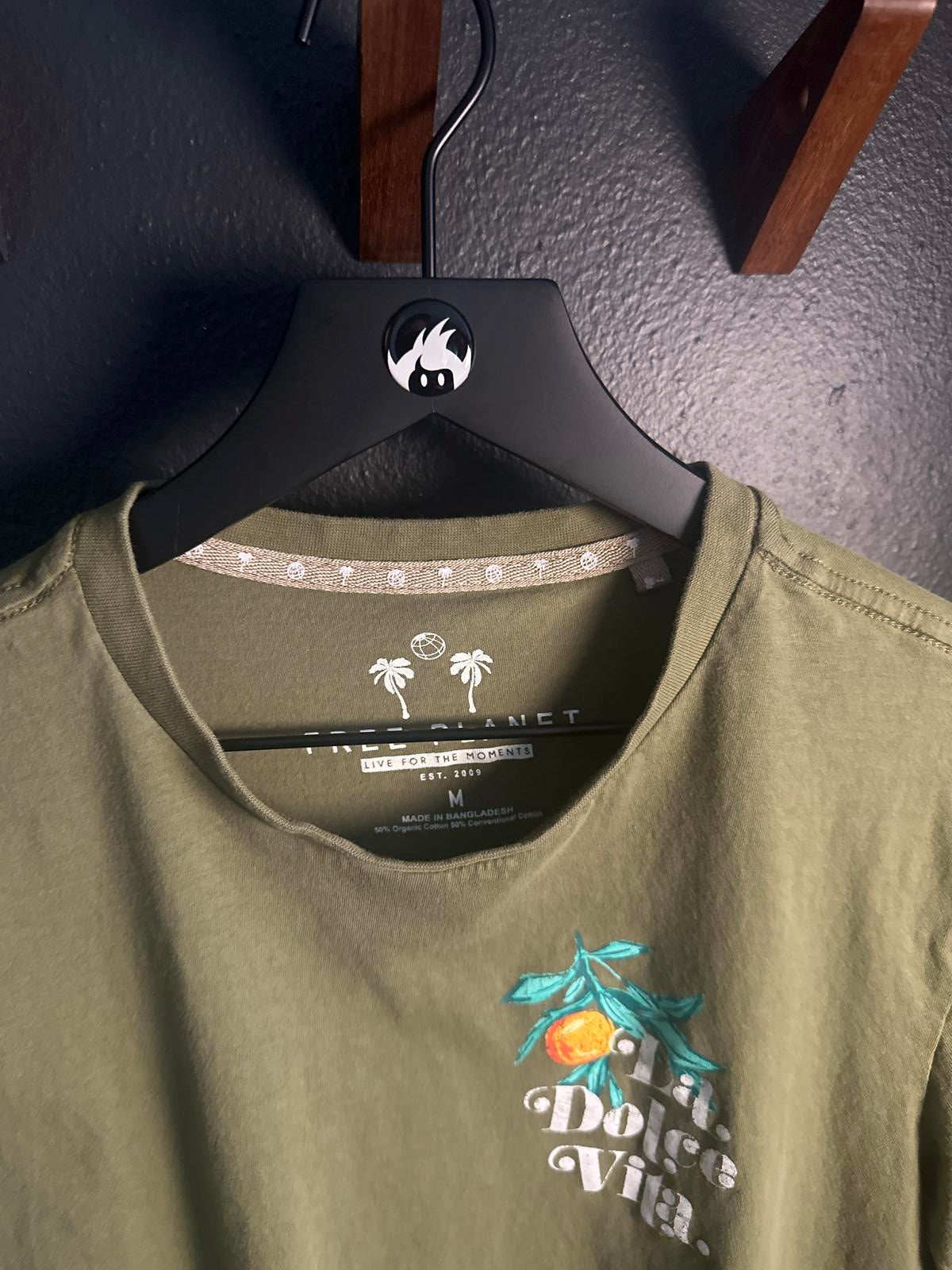 Free Planet Olive Green 'La Dolce Vita' Graphic T-Shirt