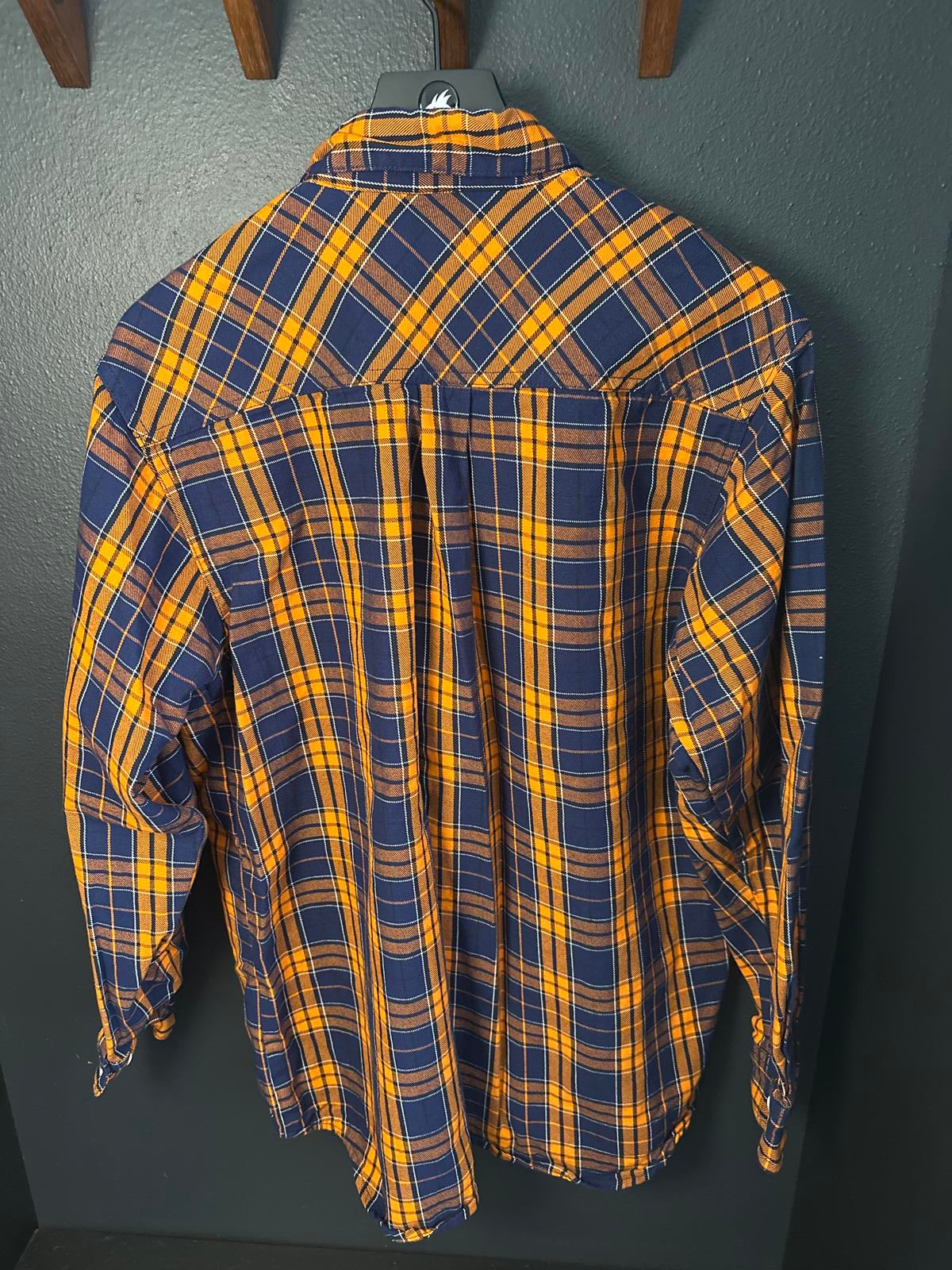 WorkWeya Men's Plaid Button-Up Shirt - Blue & Orange