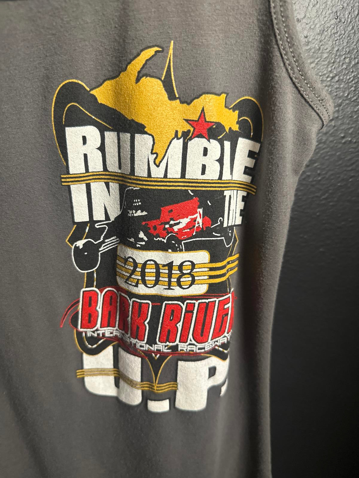 Rumble in the Bark River 2018 Tank Top - Gray, Size M