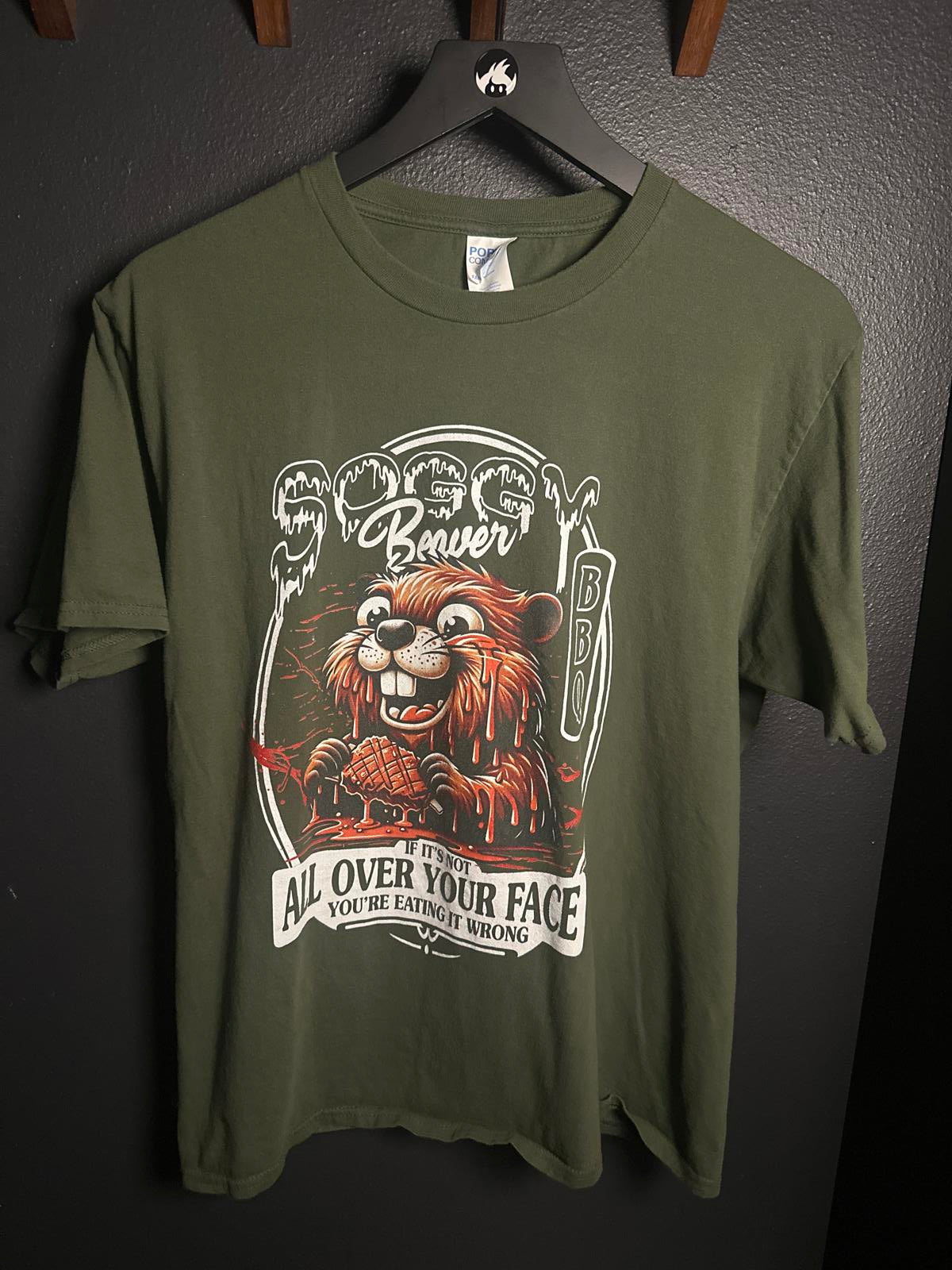 Green Graphic Beaver BBQ T-Shirt