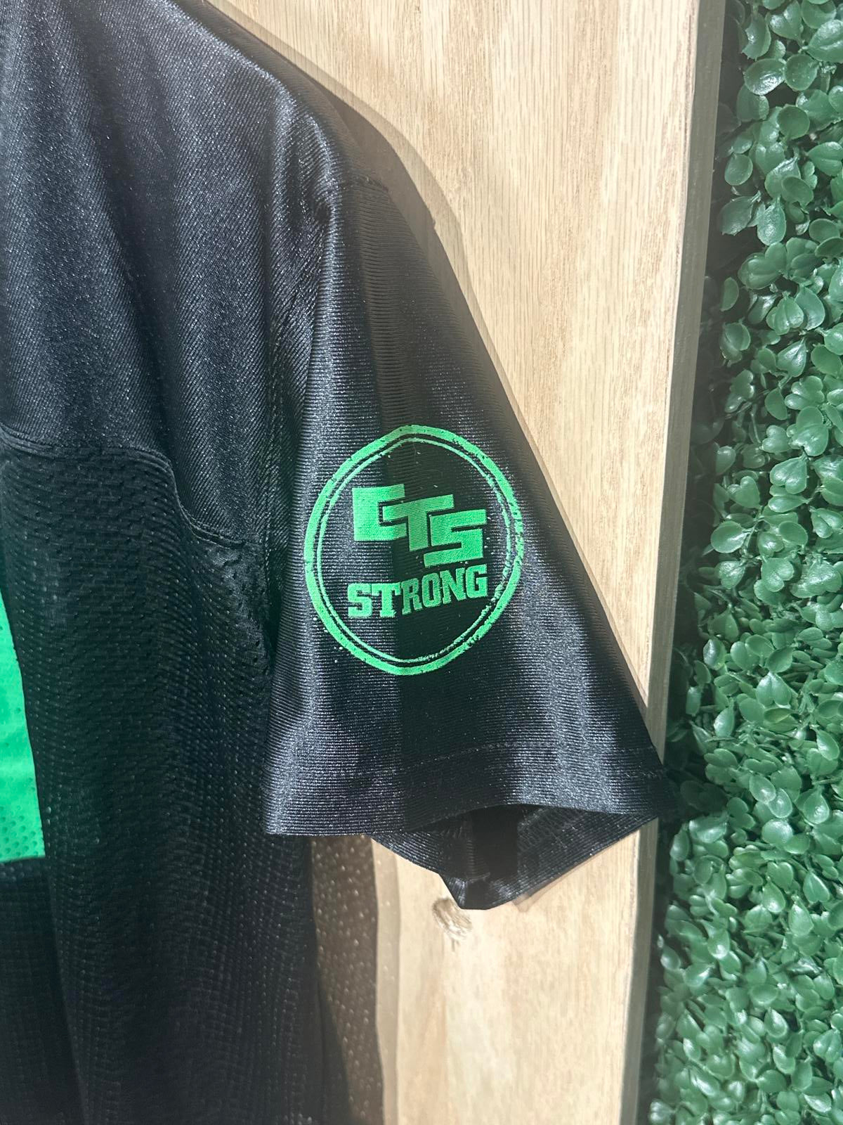 Woman's Black Athletic Jersey with Green Number 1