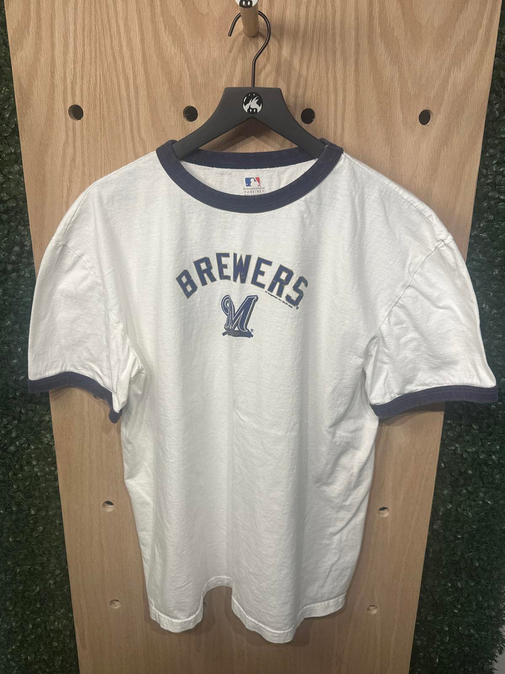 Milwaukee Brewers MLB Ringer T-Shirt White Navy Blue XL