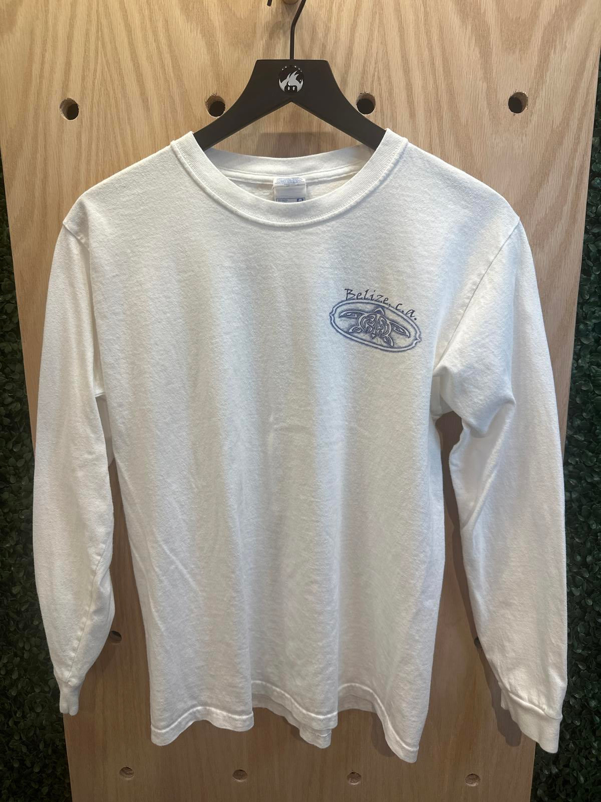 White Long Sleeve T-Shirt with Belize Graphic