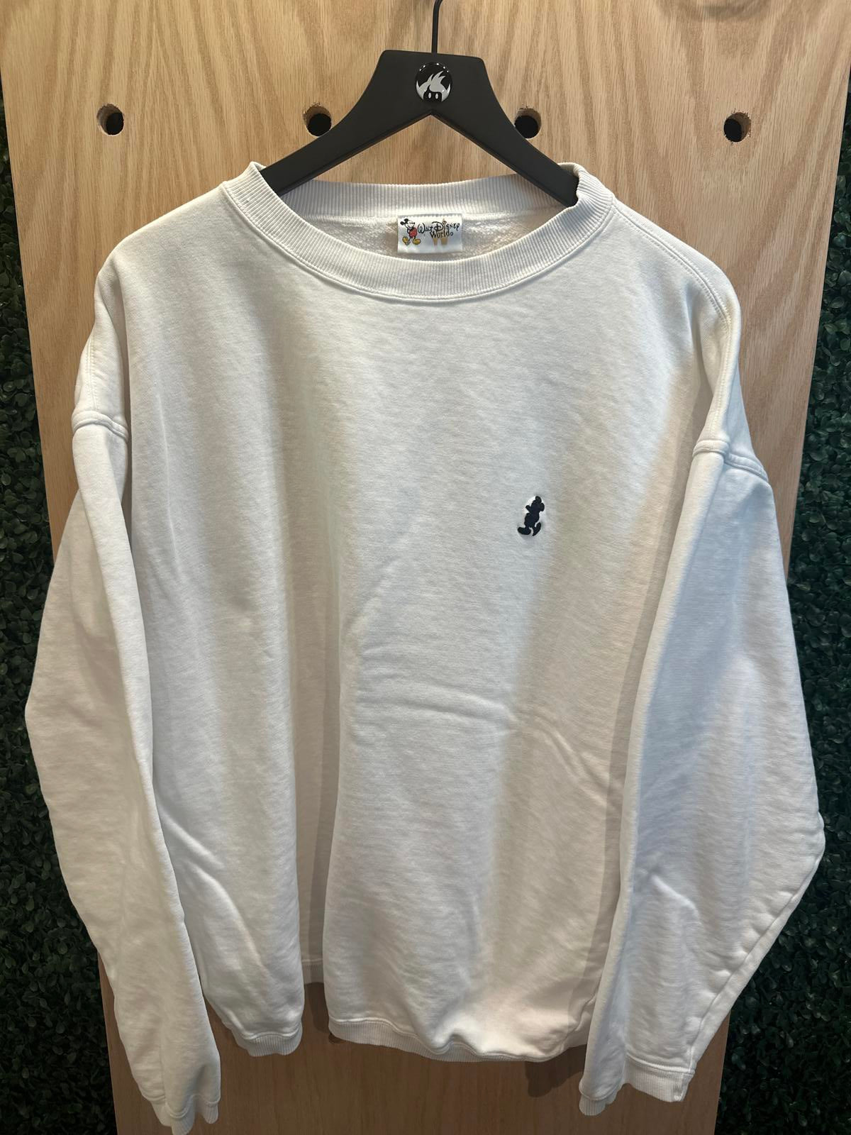 Walt Disney World White Crewneck Sweatshirt with Mickey Mouse Embroidery