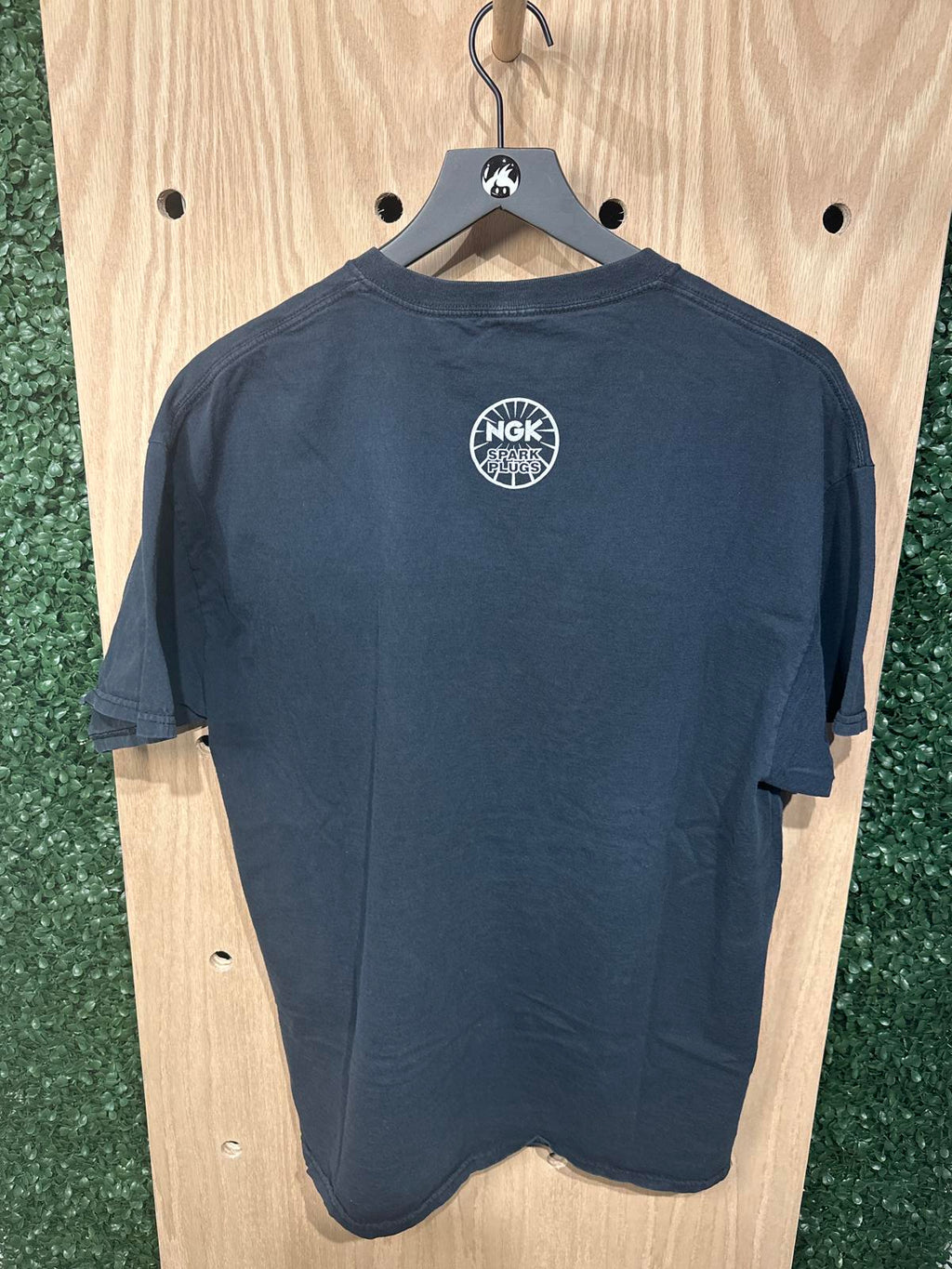 Men's Black Graphic Short Sleeve T-Shirt with Flaming Skull Design