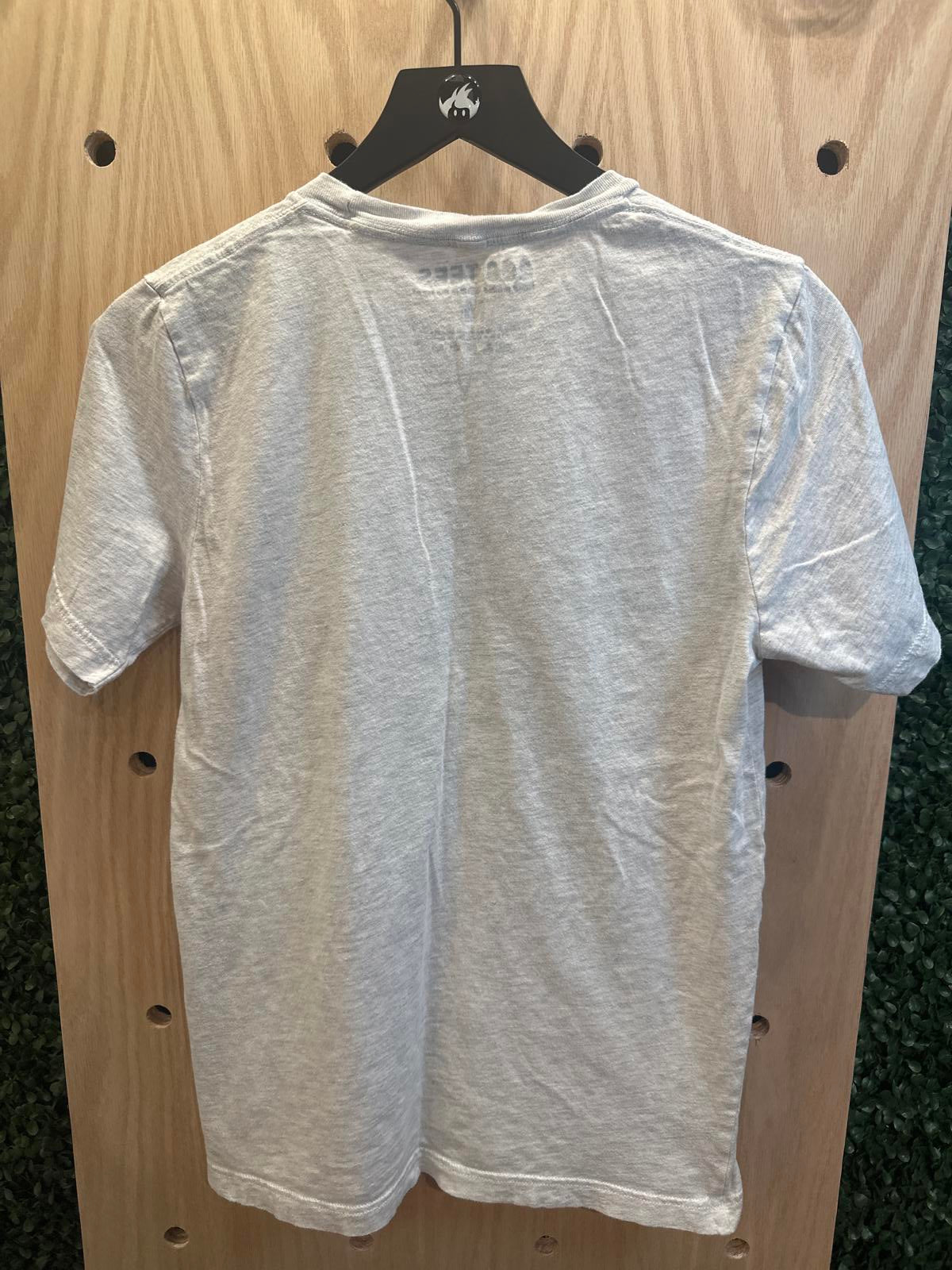 Gray Graphic T-Shirt with Bear Paw and Forest Design