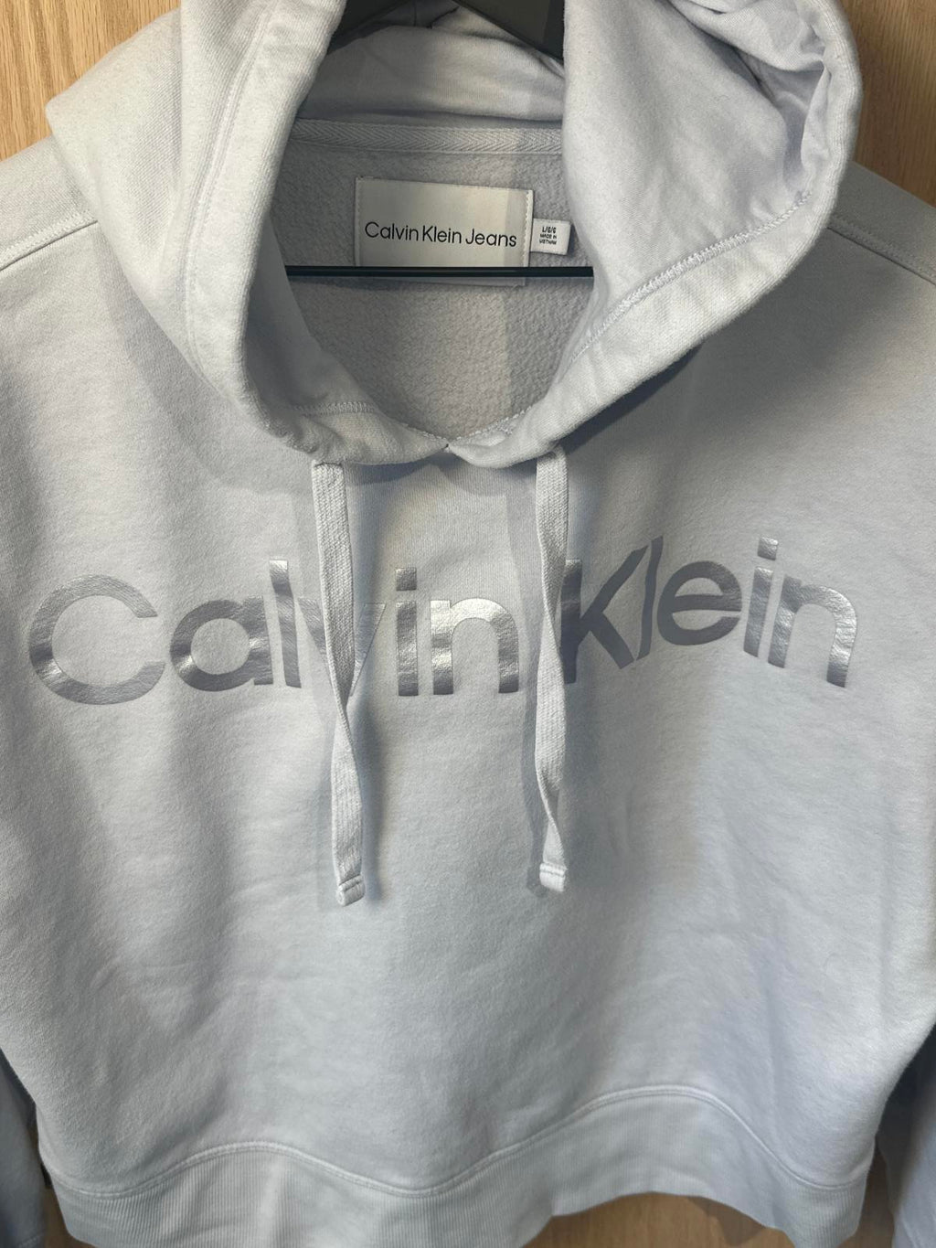 Calvin Klein Jeans Light Blue Crop Top Hoodie