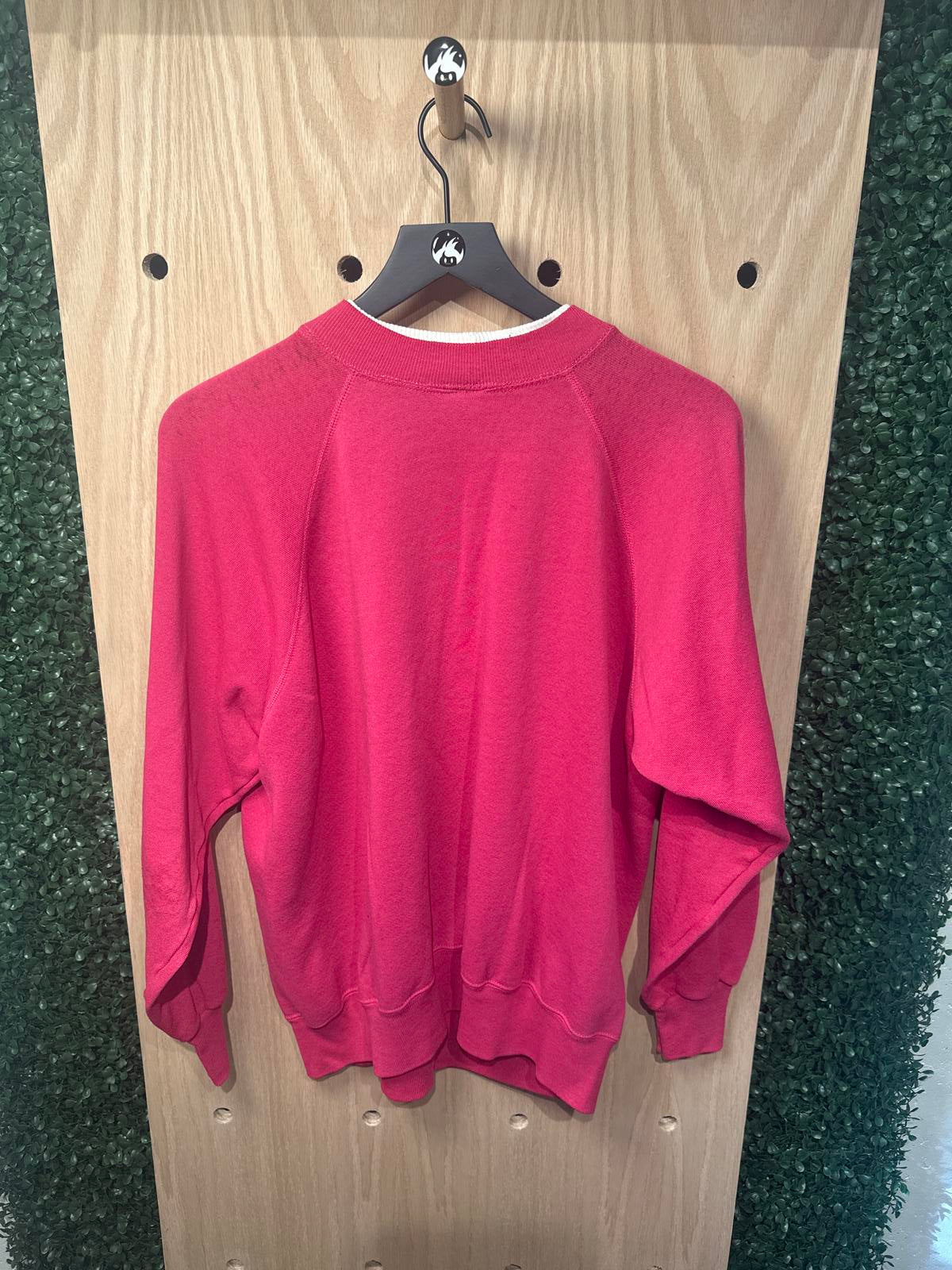 Vintage Ultra Sweats Red Crewneck Sweatshirt with Winter Cabin Print