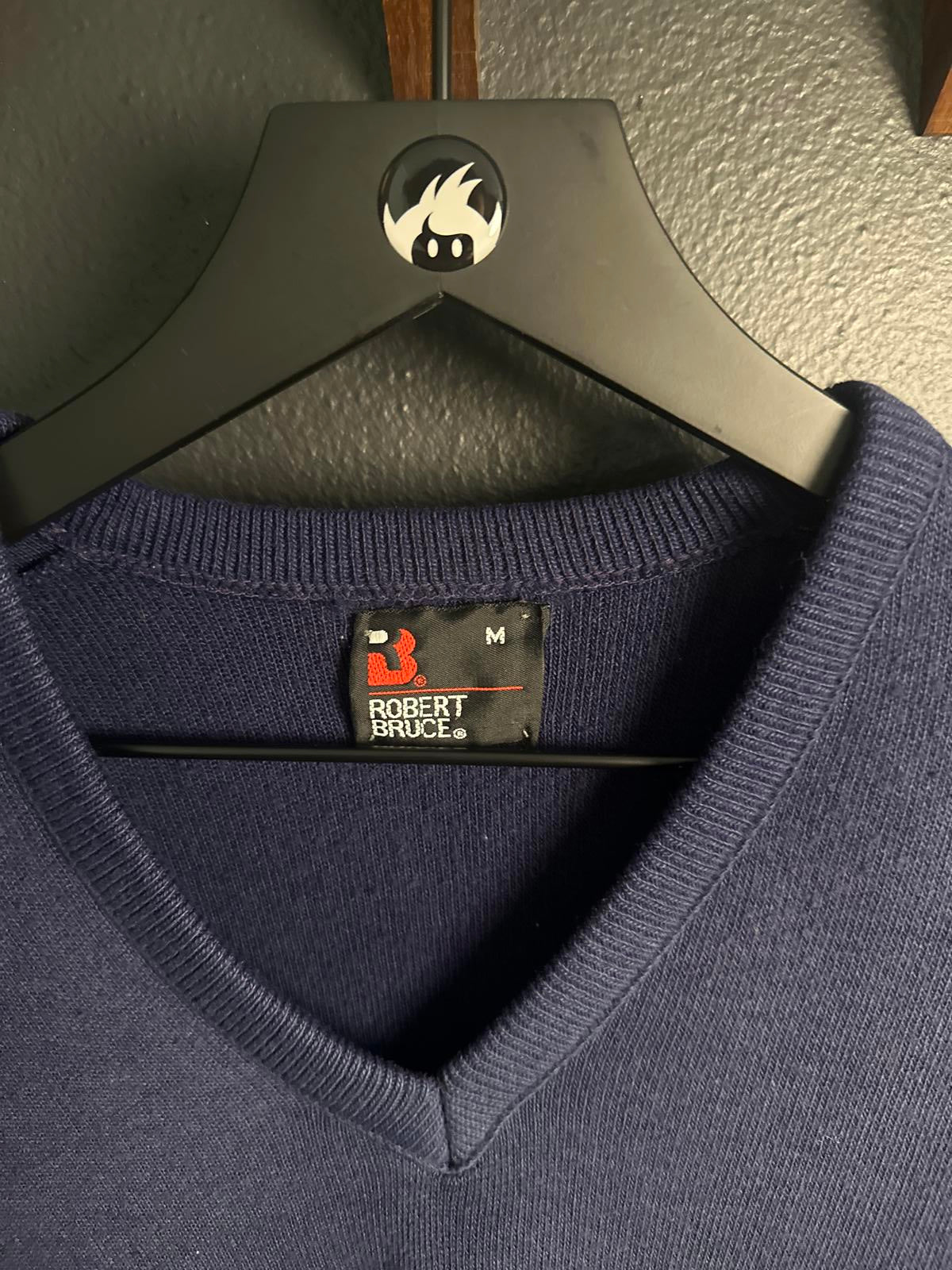 Robert Bruce Men's V-Neck Sweater - Medium - Navy Blue