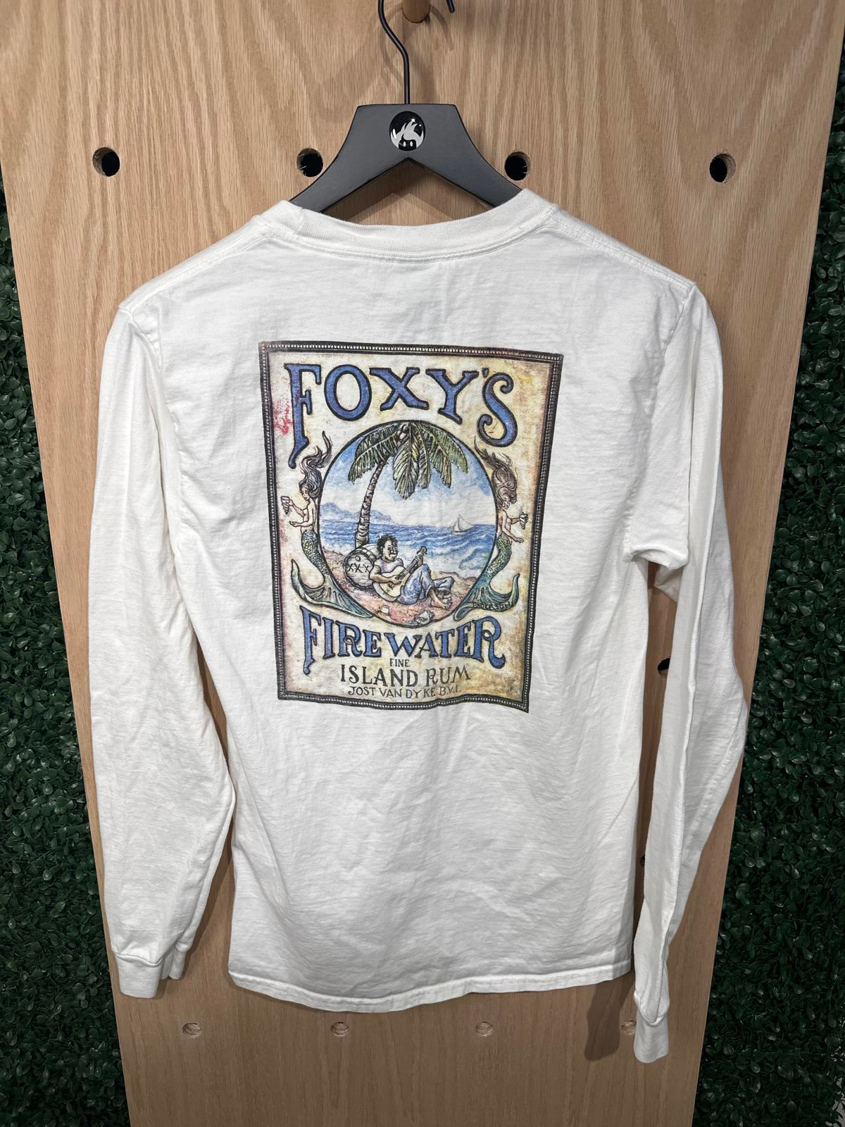 Hanes White Long Sleeve Foxy's Jost Van Dyke Graphic Shirt