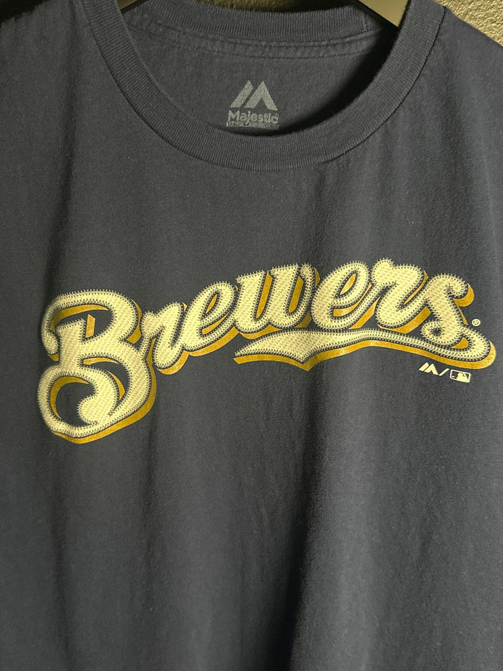 Majestic Brewers Men's T-Shirt Navy Blue Yelich #22