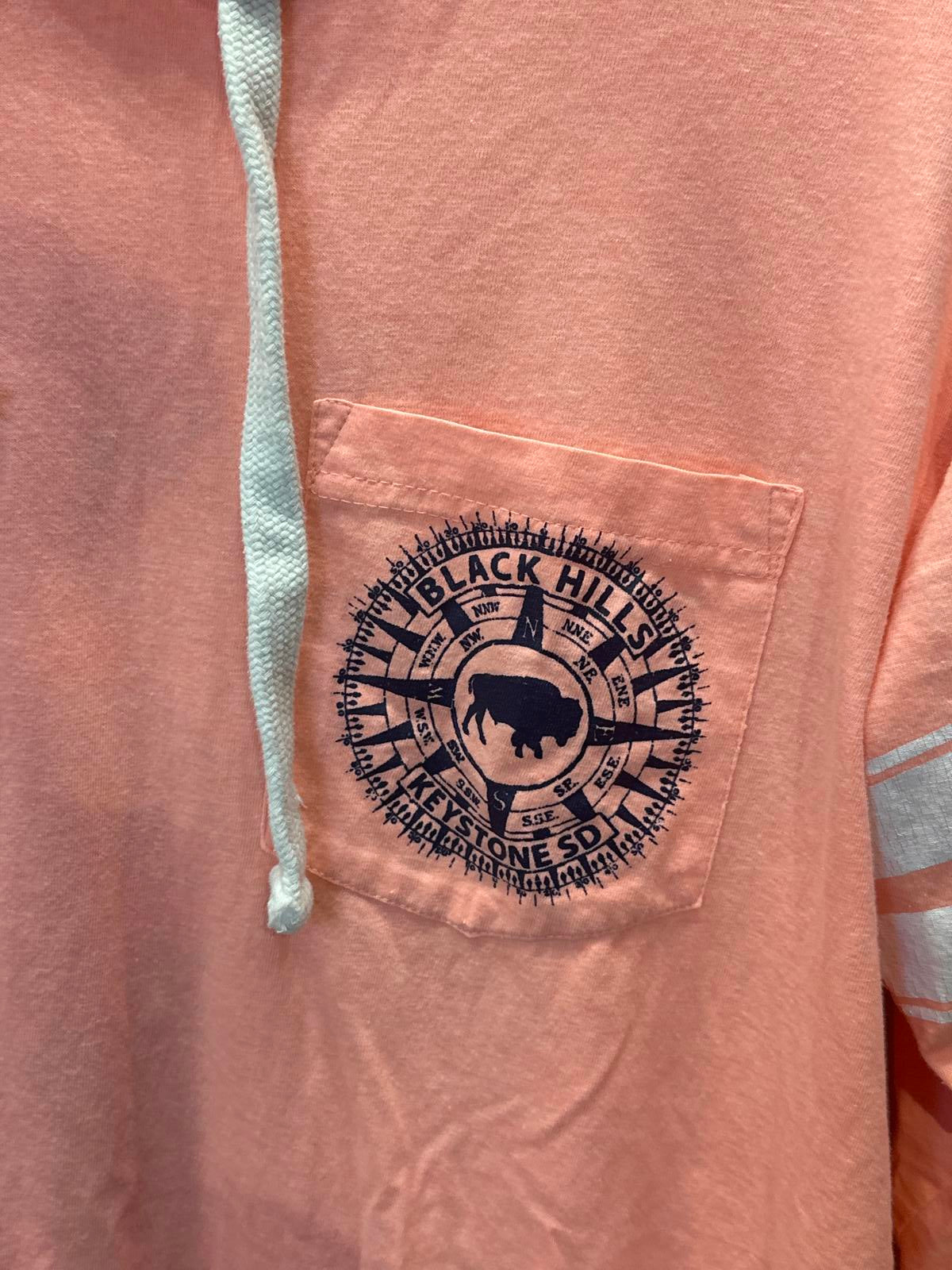 EXILE Pink Hooded Long Sleeve T-Shirt with Front Pocket
